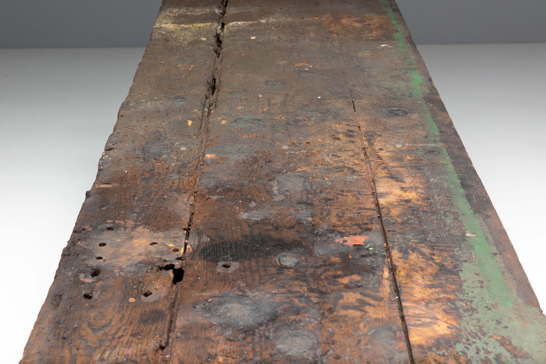 Museum level rustic industrial workbench from the early 1900s