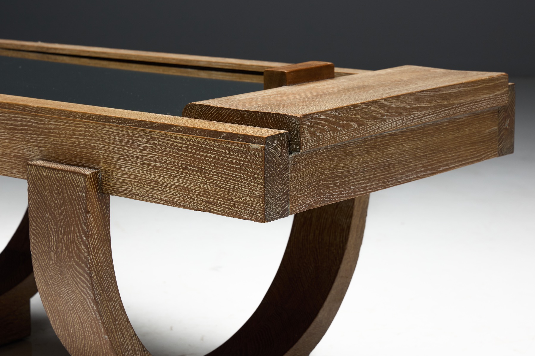 Iconic Art Deco coffee table with cerused oak finish