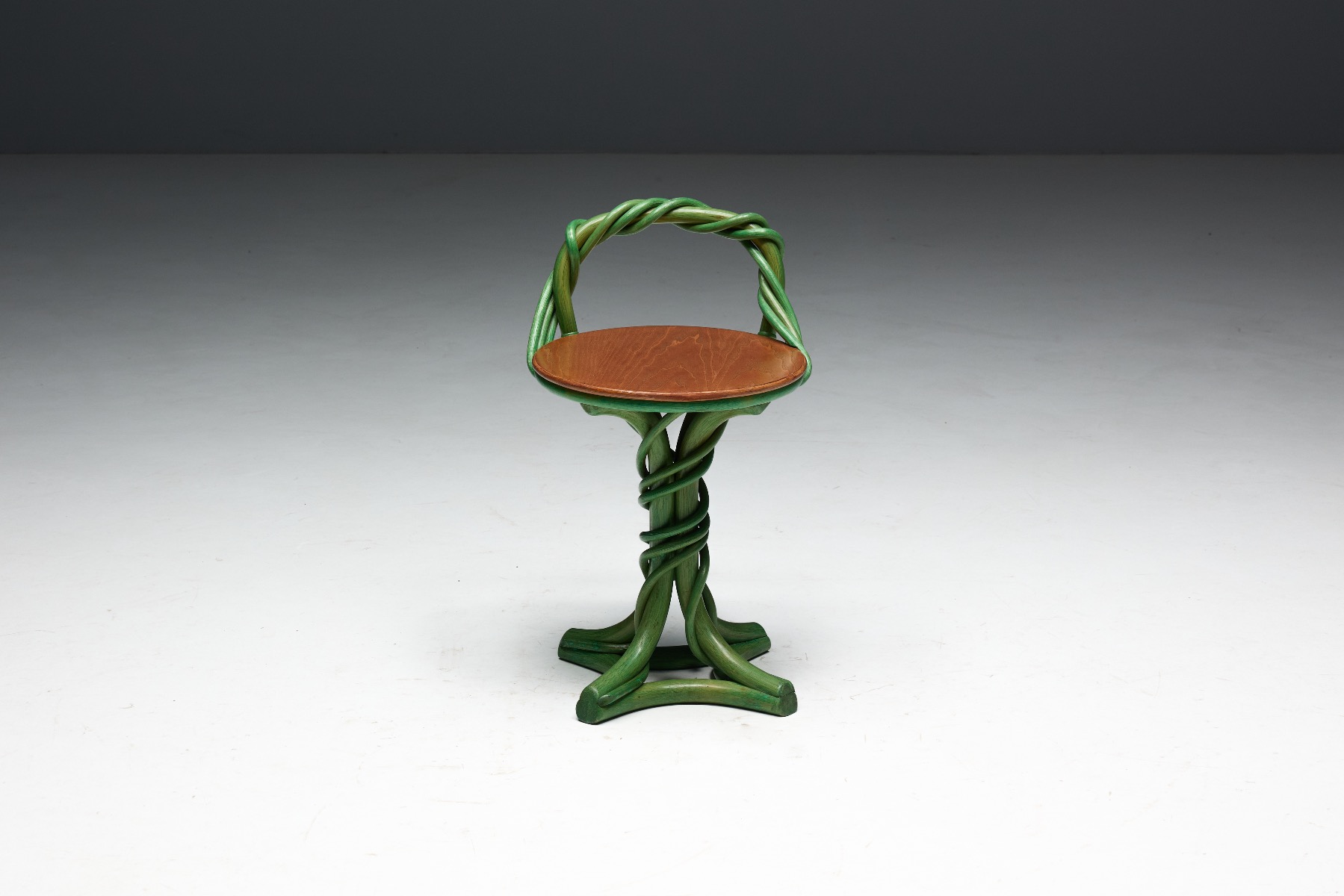 Museum level whimsical vine twist stools from the late 20th century