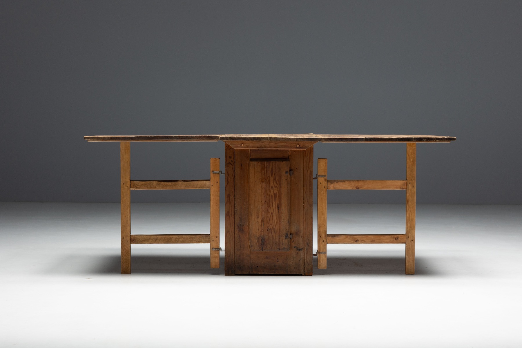 Authentic country worktable with folding leaf construction