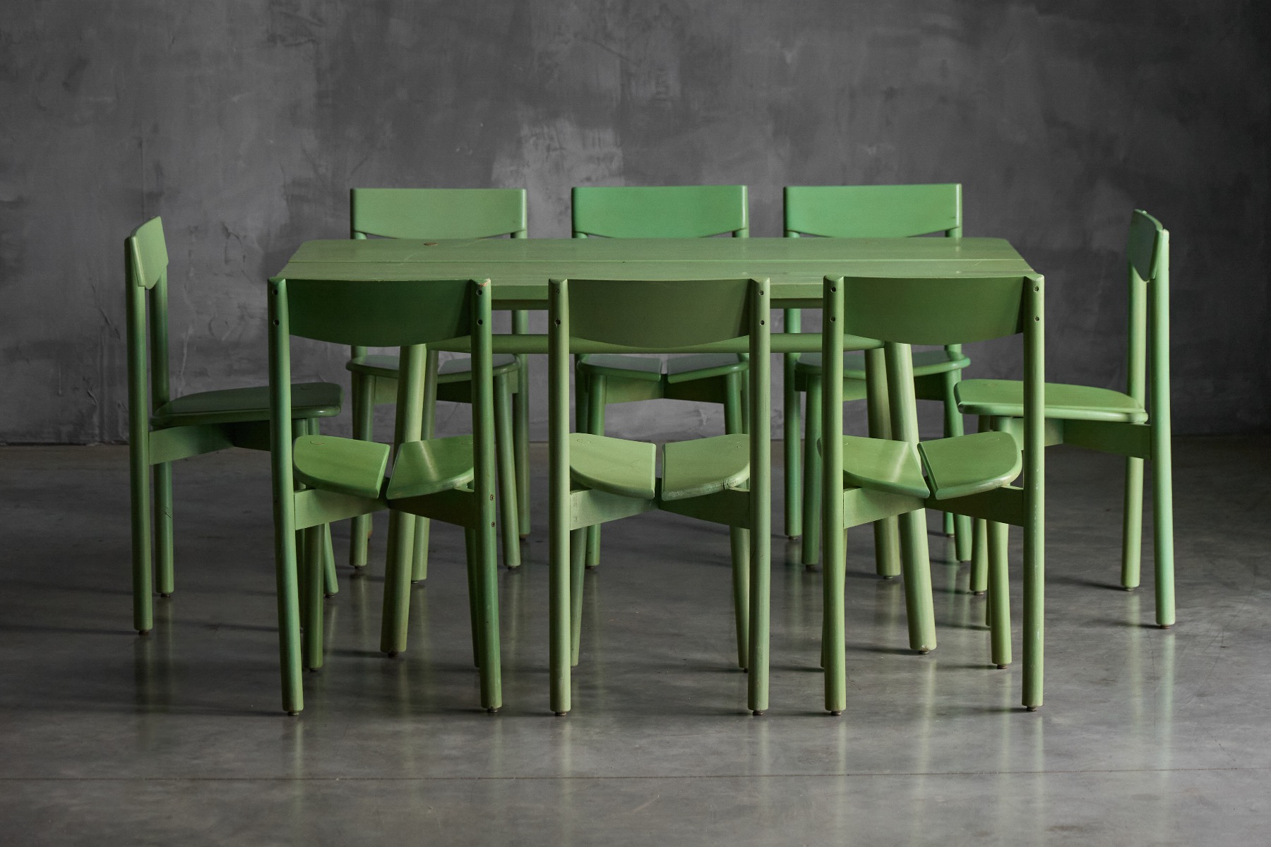 Gallery level green dining chair from the 1960s