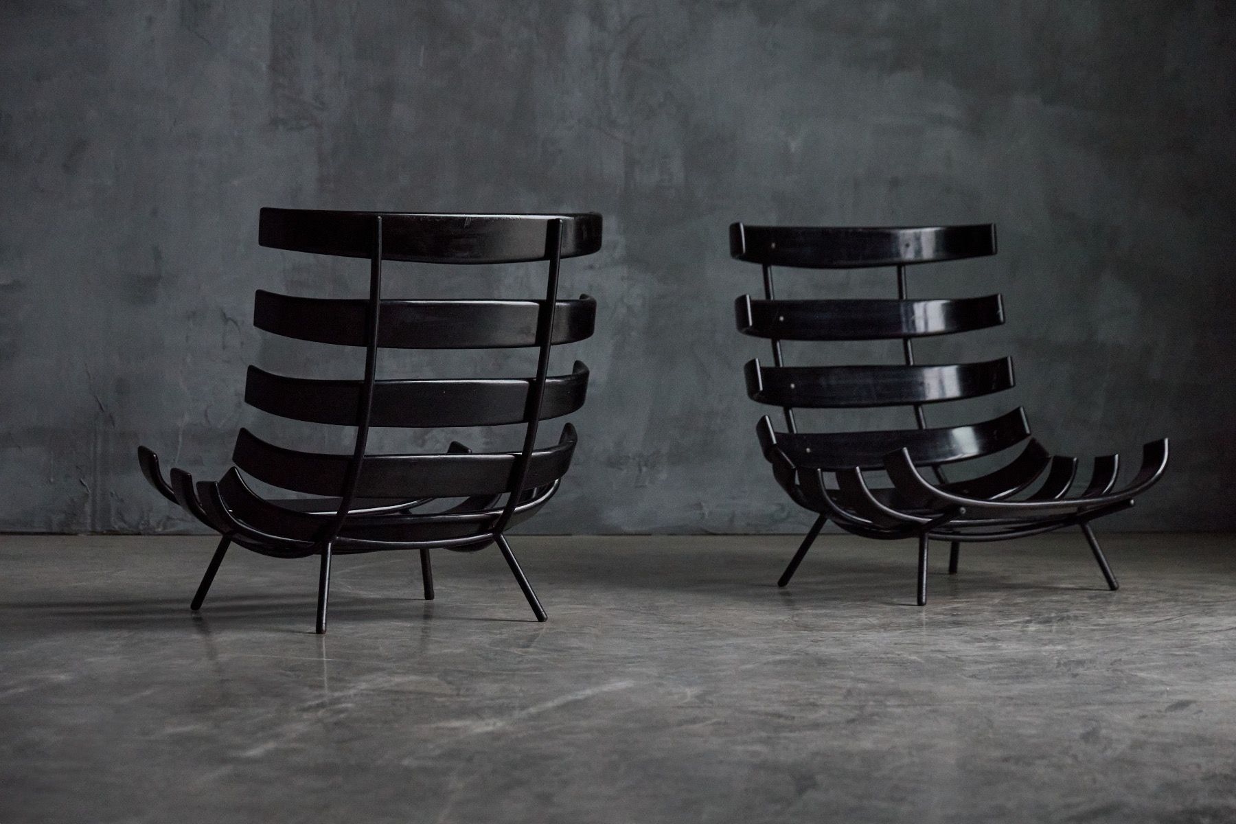 Rare Brazilian modern lounge armchairs