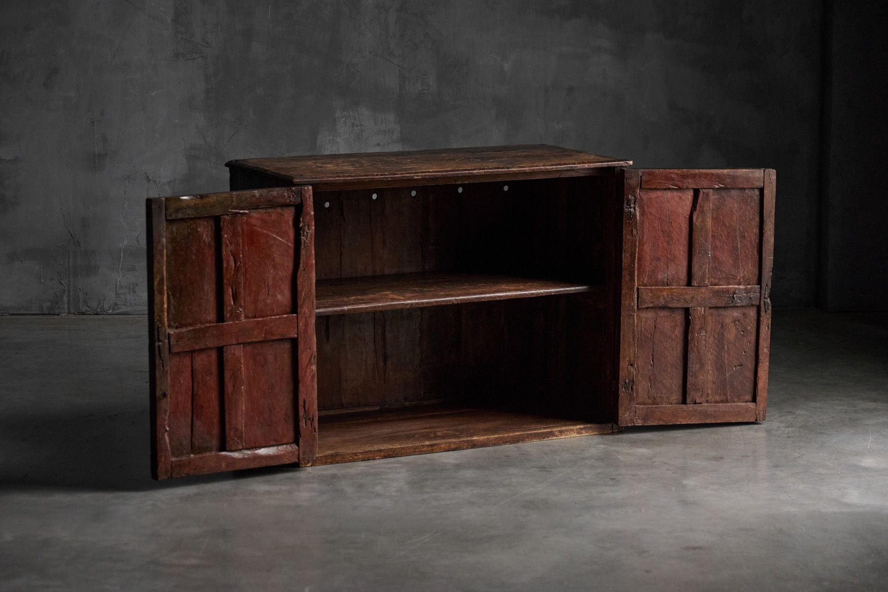 18th century carved wooden cupboard with hand carved decoration