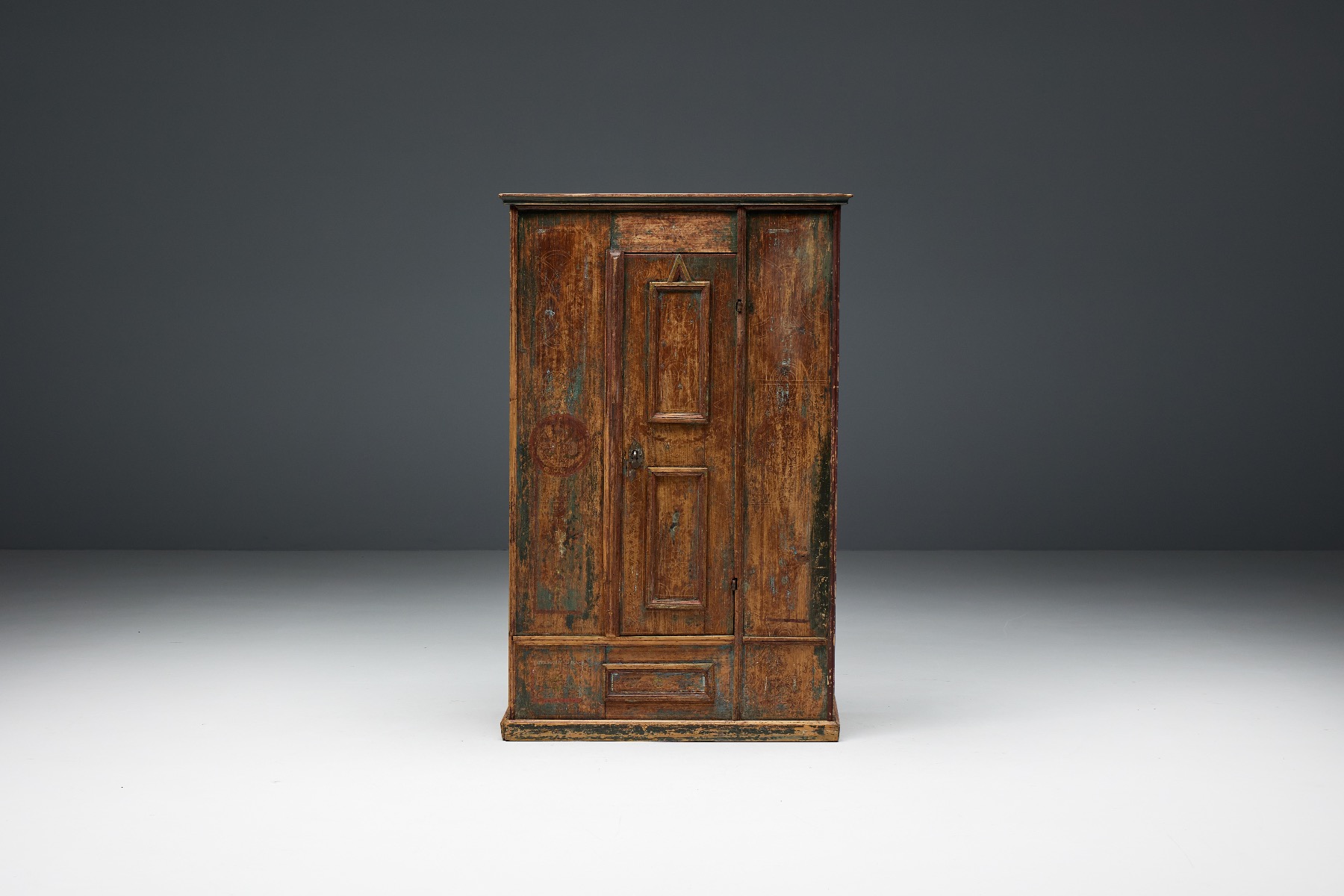 18th century travail populaire wood cabinet
