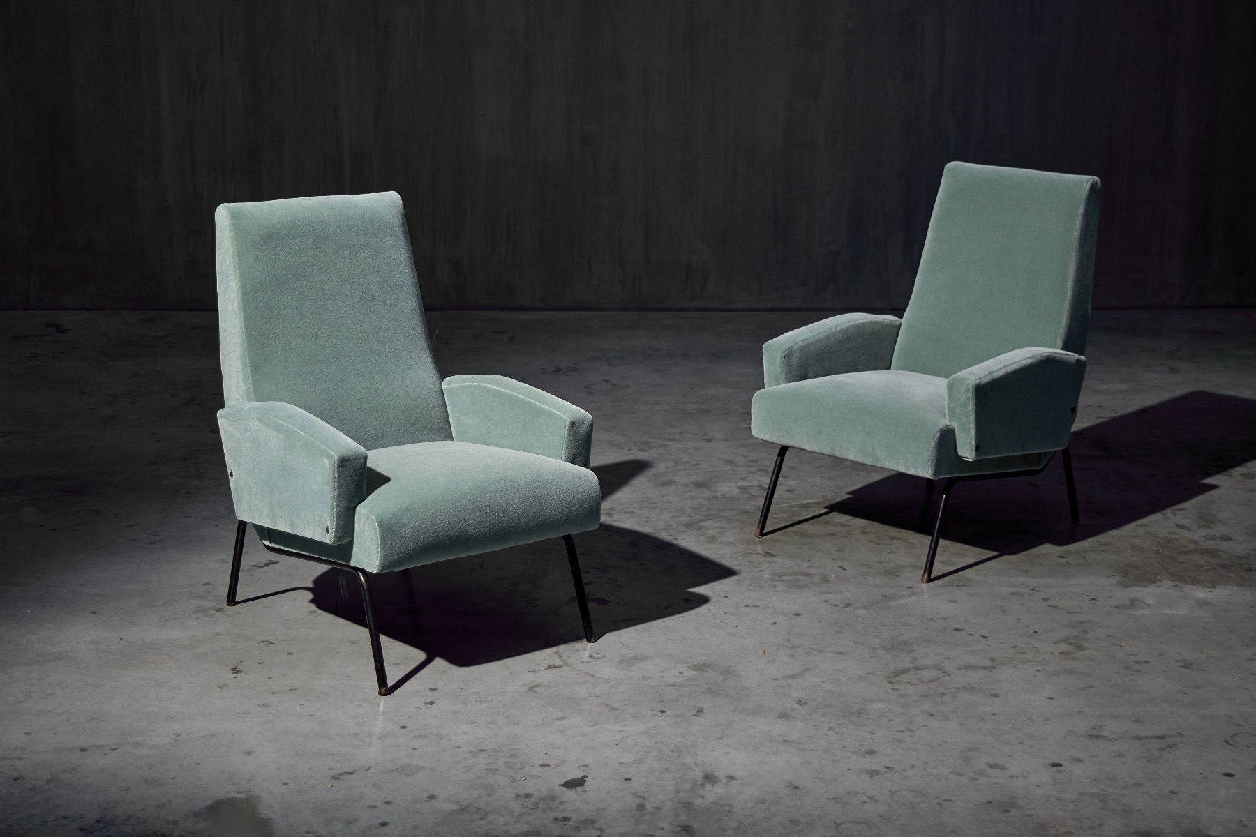1950s Italian modern lounge chairs inspired by Gastone Rinaldi