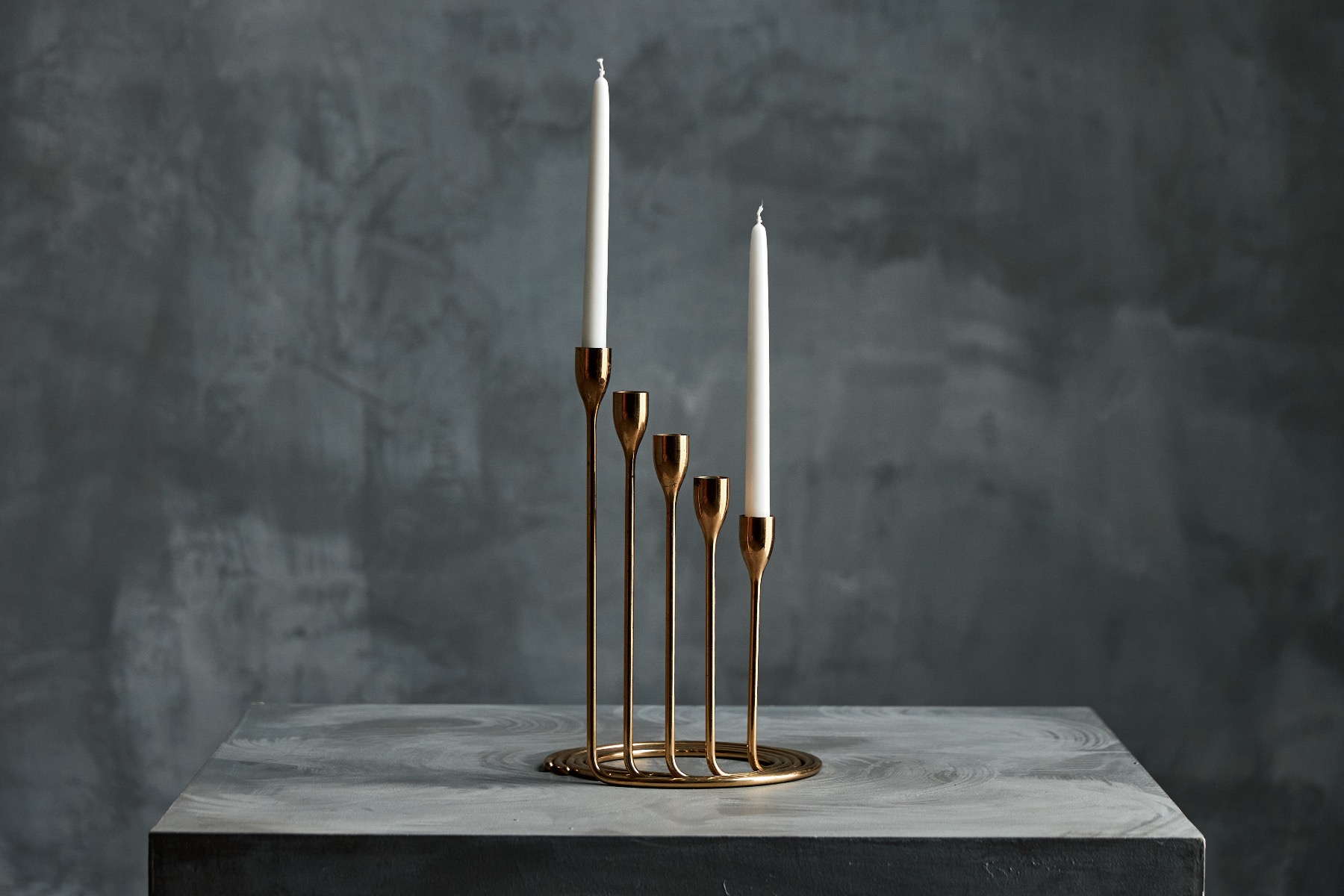 1960s brass candlestick set mid century