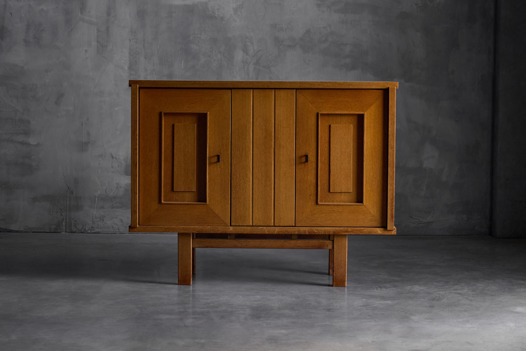 1960s brutalist cabinet crafted in solid oak