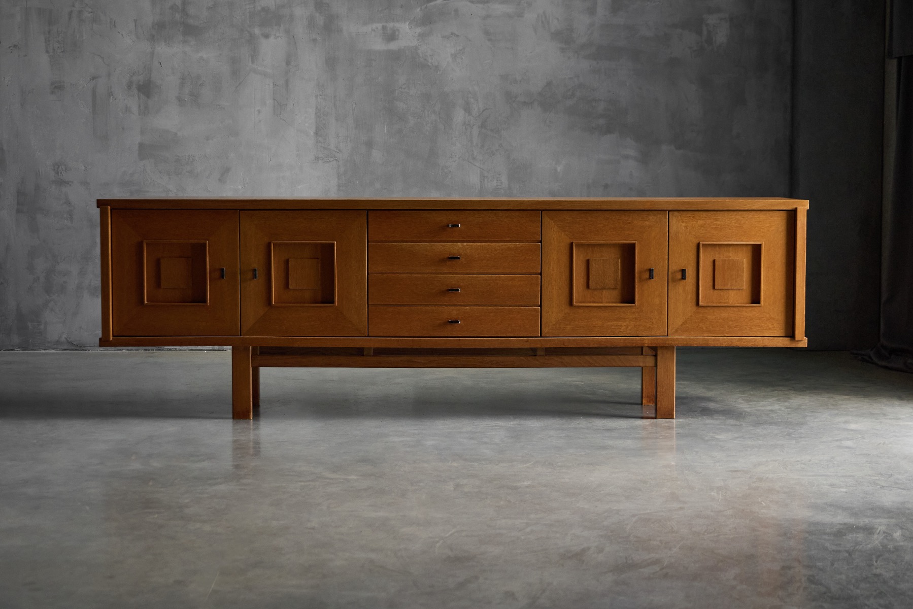 1960s brutalist oak sideboard with sculptural form