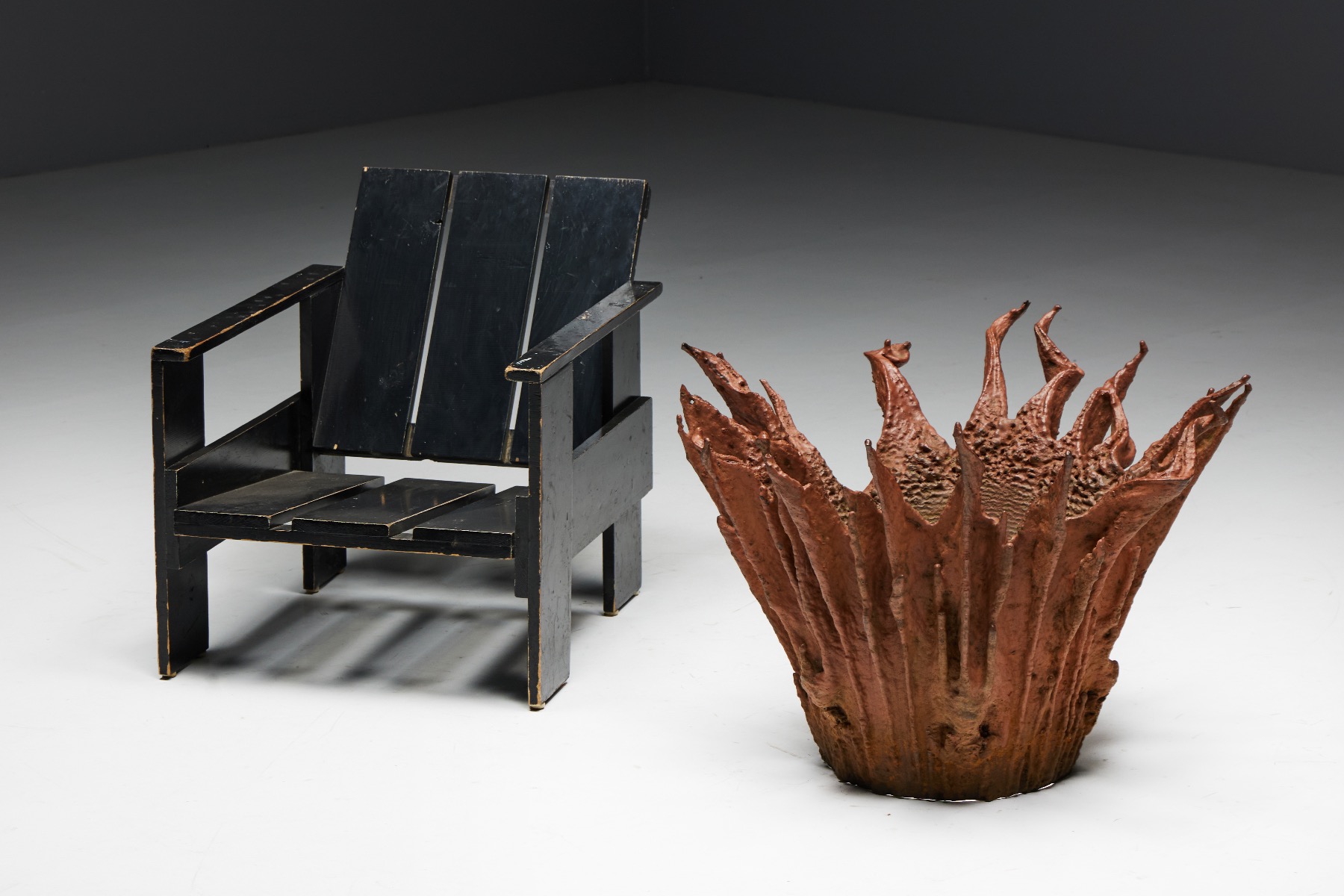 1960s cast iron modernist sculpture