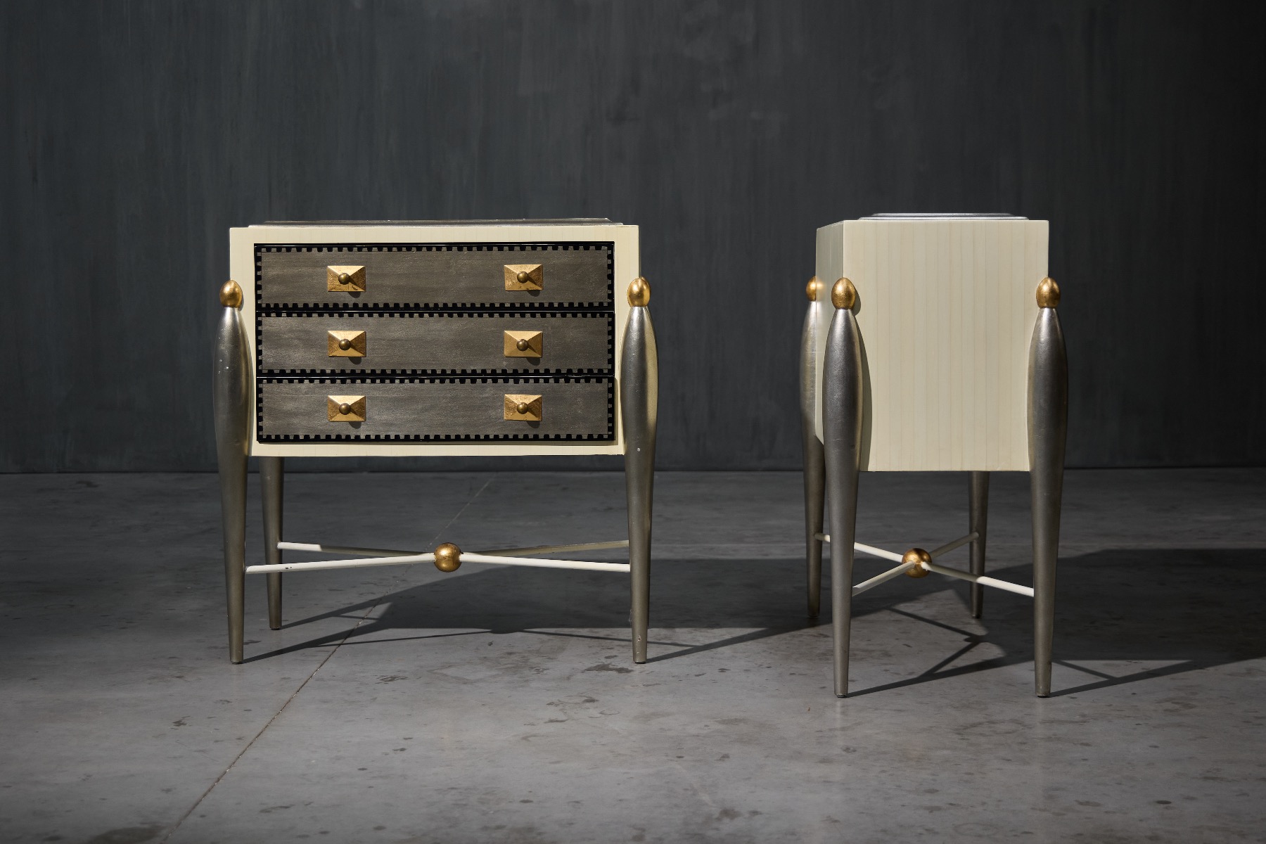 1970s glam style drawer cabinets with luxurious finish