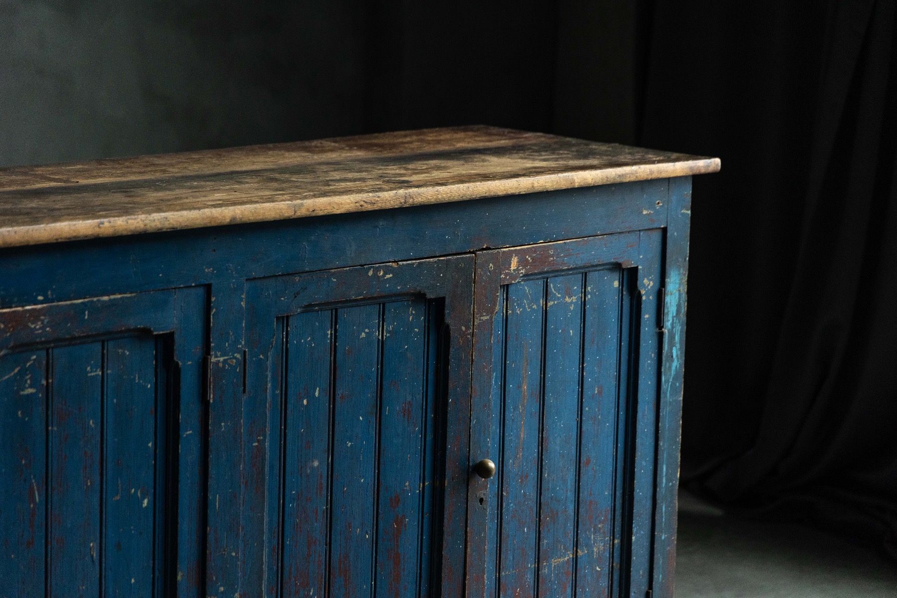 19th century blue painted country sideboard