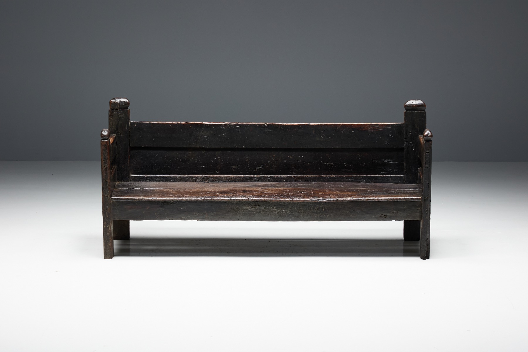 19th century brutalist wooden bench