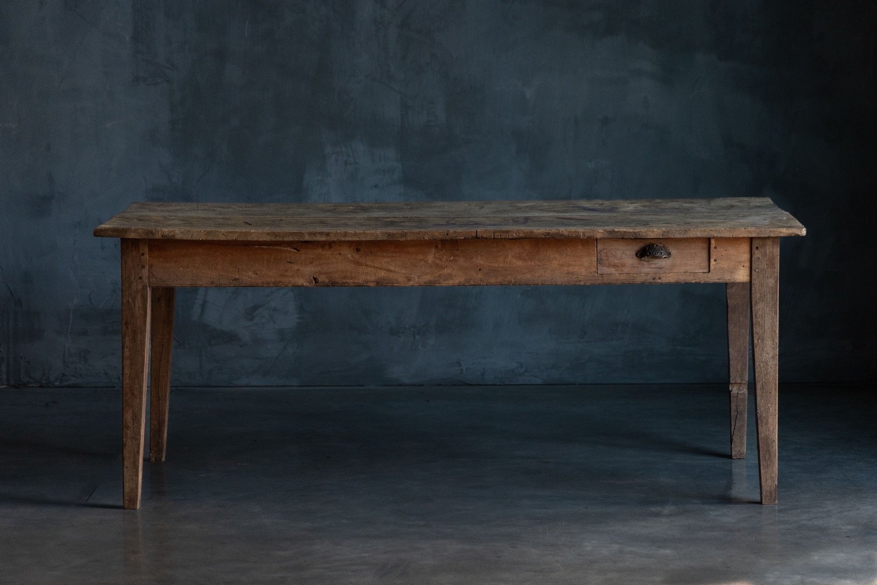 19th century farmhouse dining table with aged patina