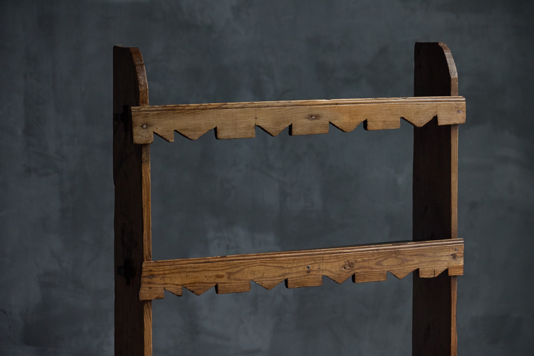 19th century country wooden bookcase with aged patina