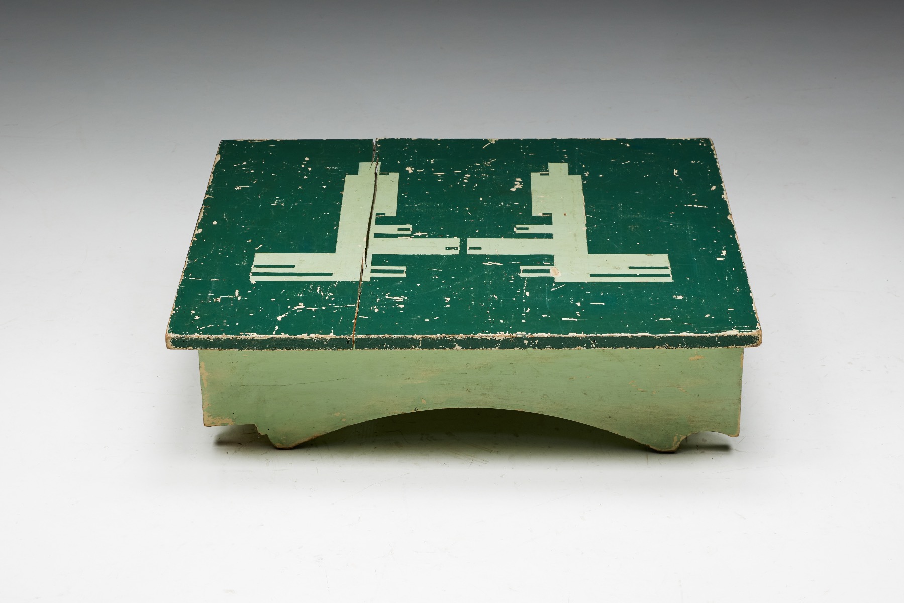 19th century green folk side table