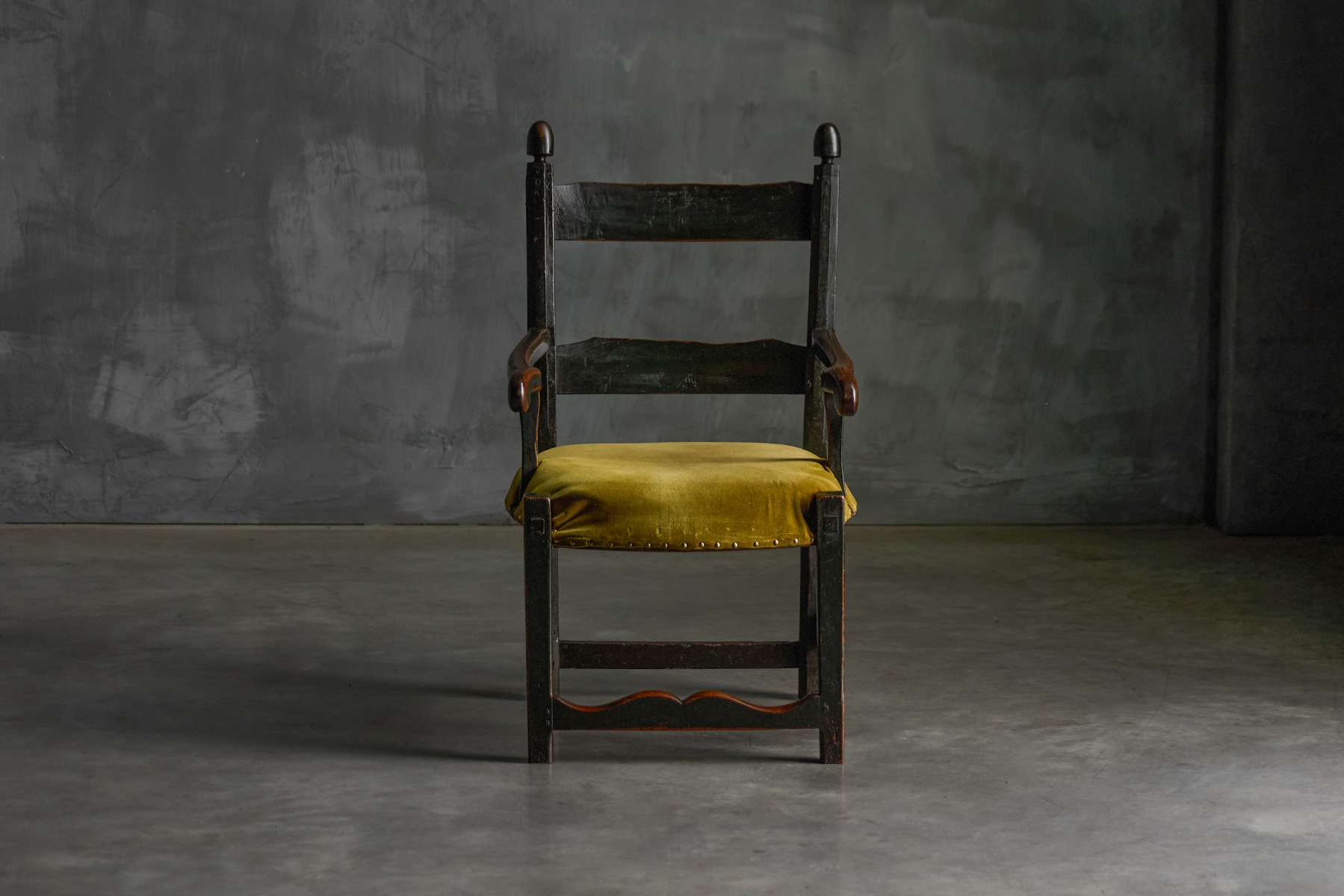 19th century rustic folk art armchair with vernacular character