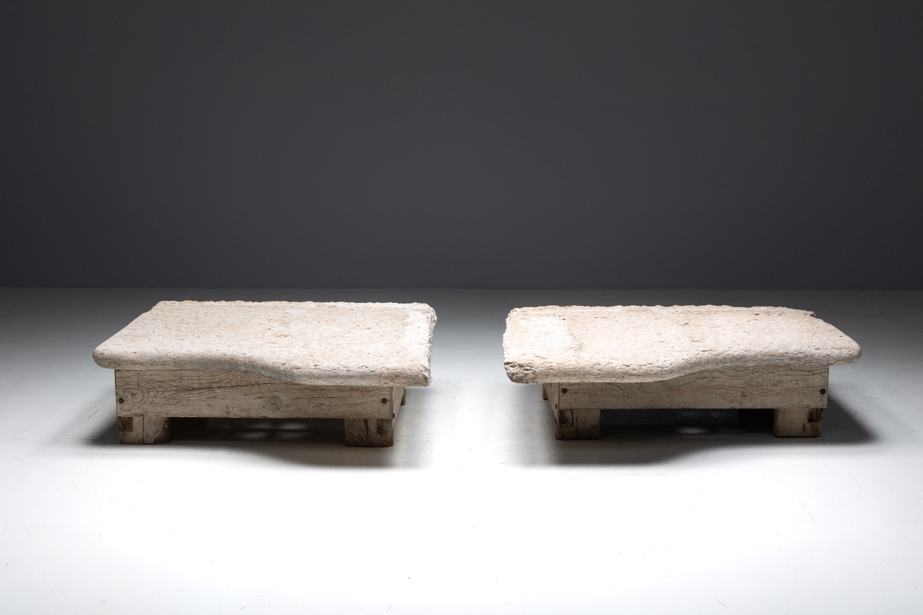 19th century rustic stone coffee tables