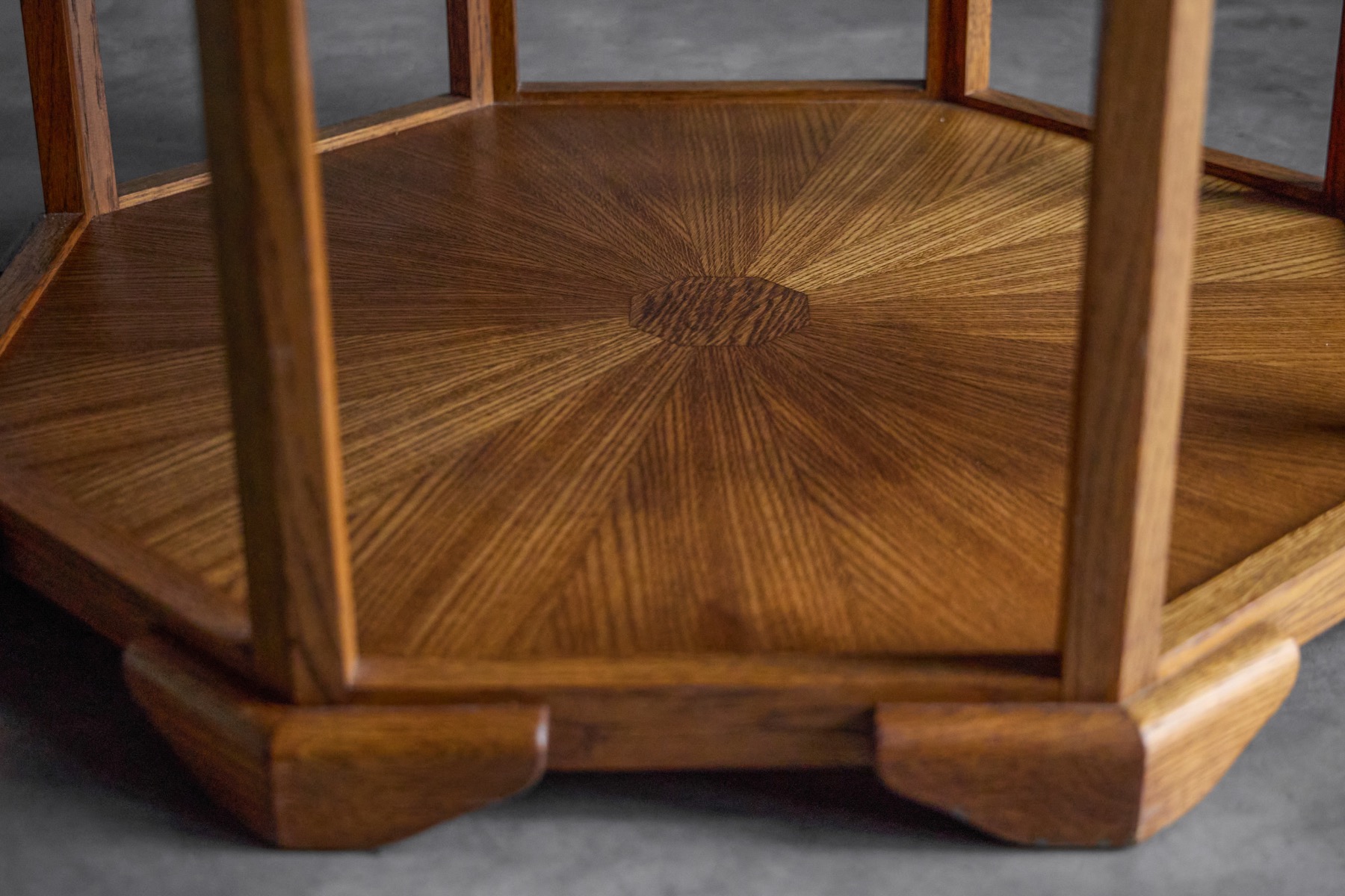 1930s Art Deco octagonal coffee table reflecting refined geometry and wood craftsmanship