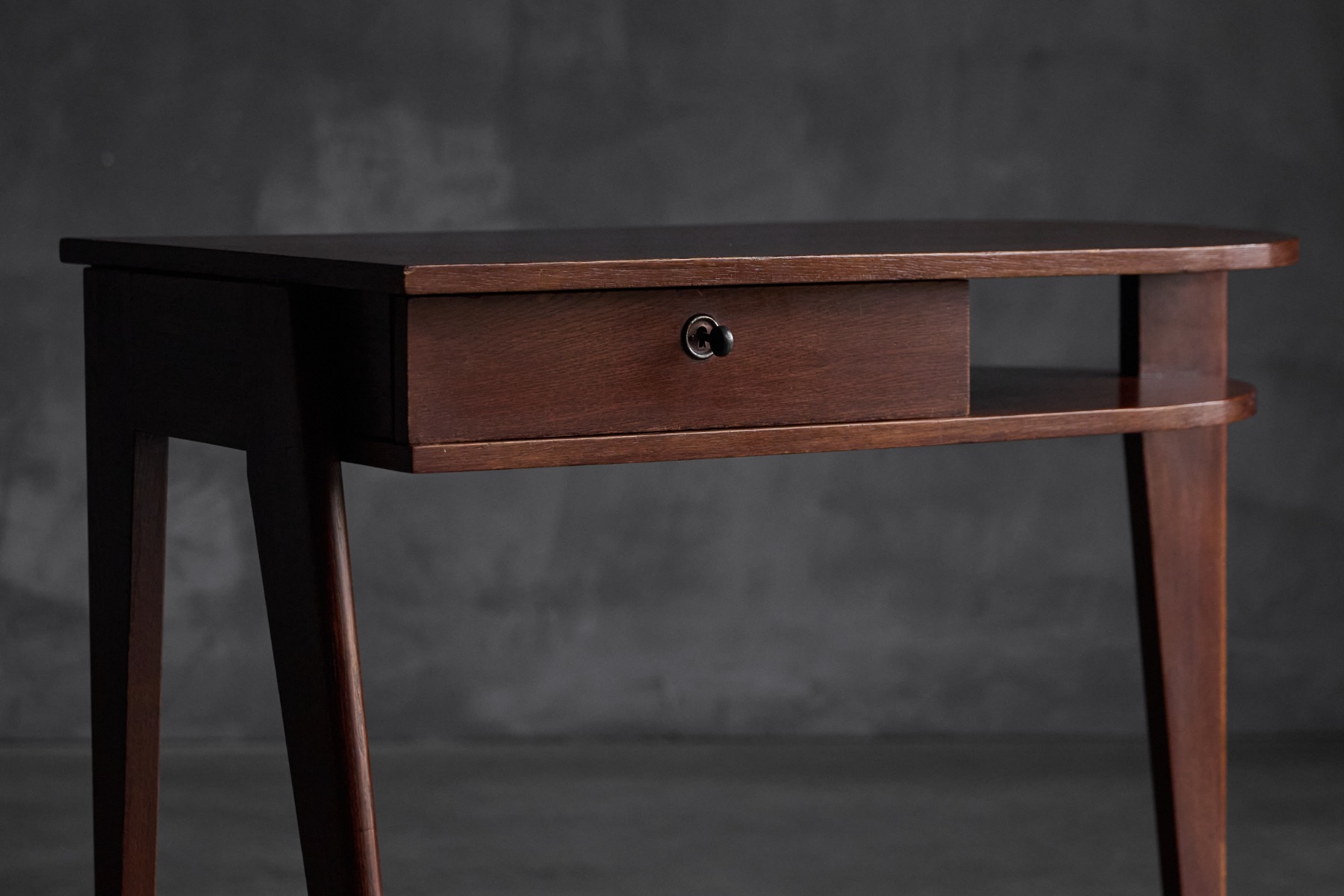 Mid century modern tripod desk by Jacques Adnet crafted in oak