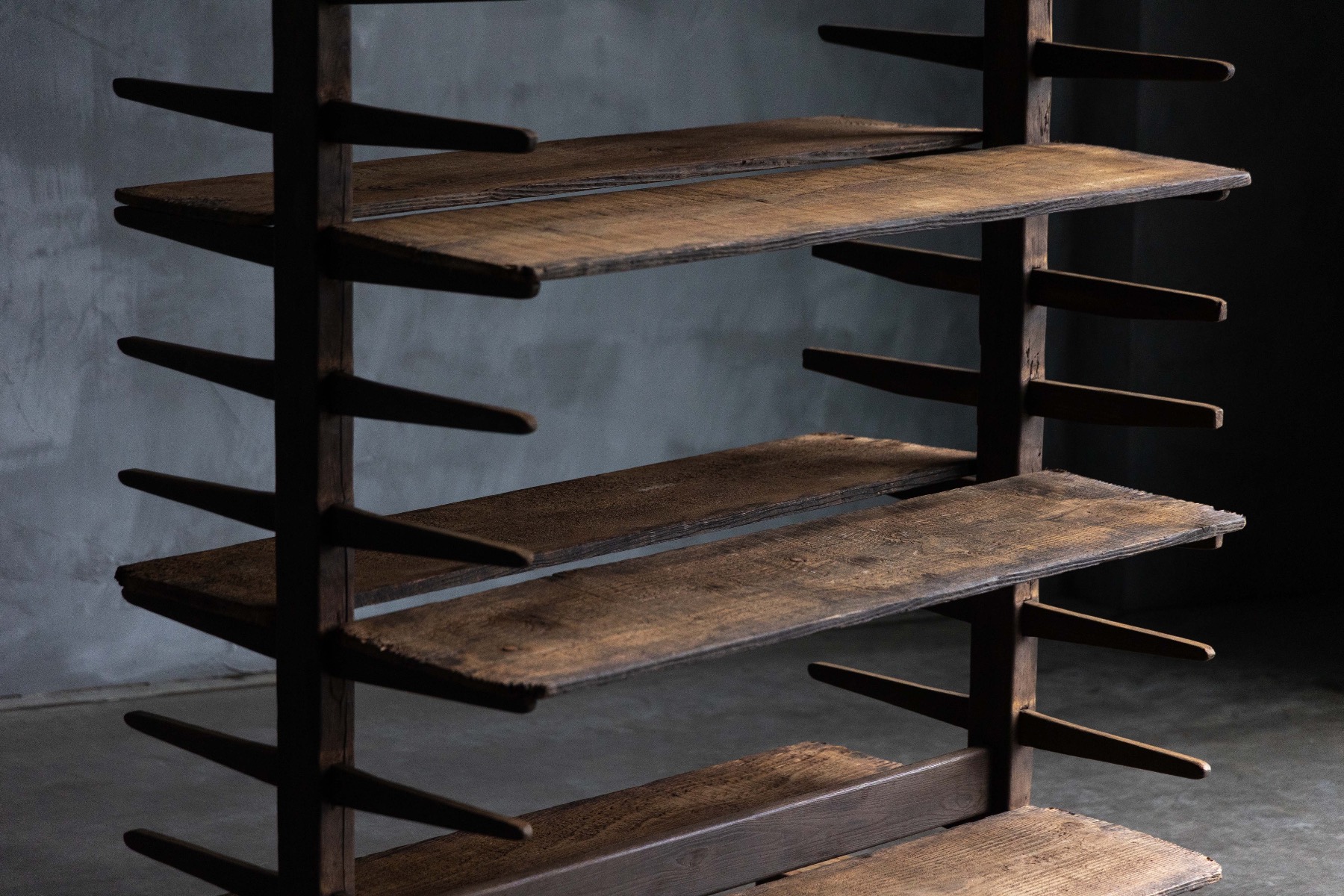 Antique wooden cheese ripening rack from the Alps