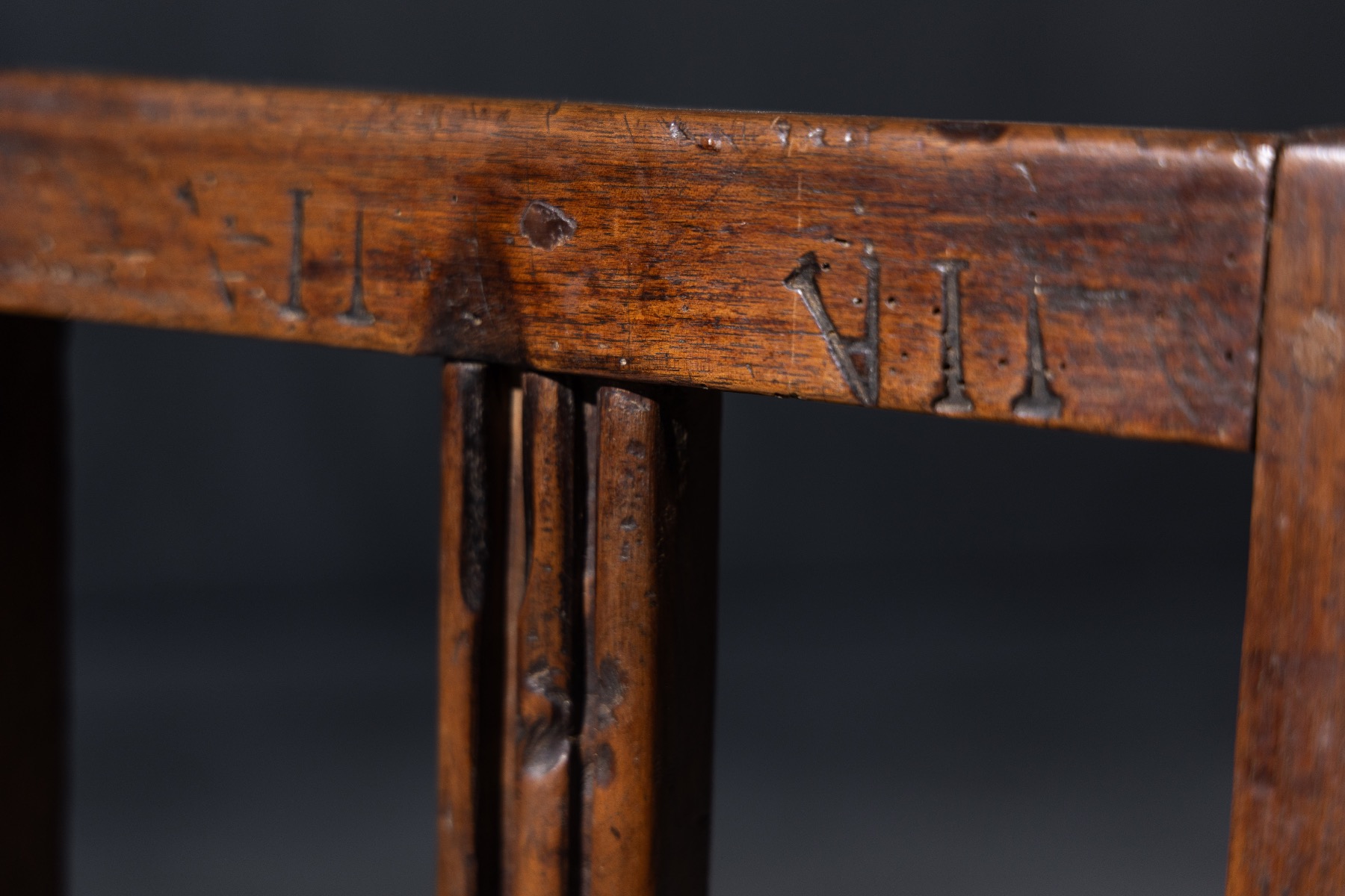 Antique folk art wooden chair with integrated storage