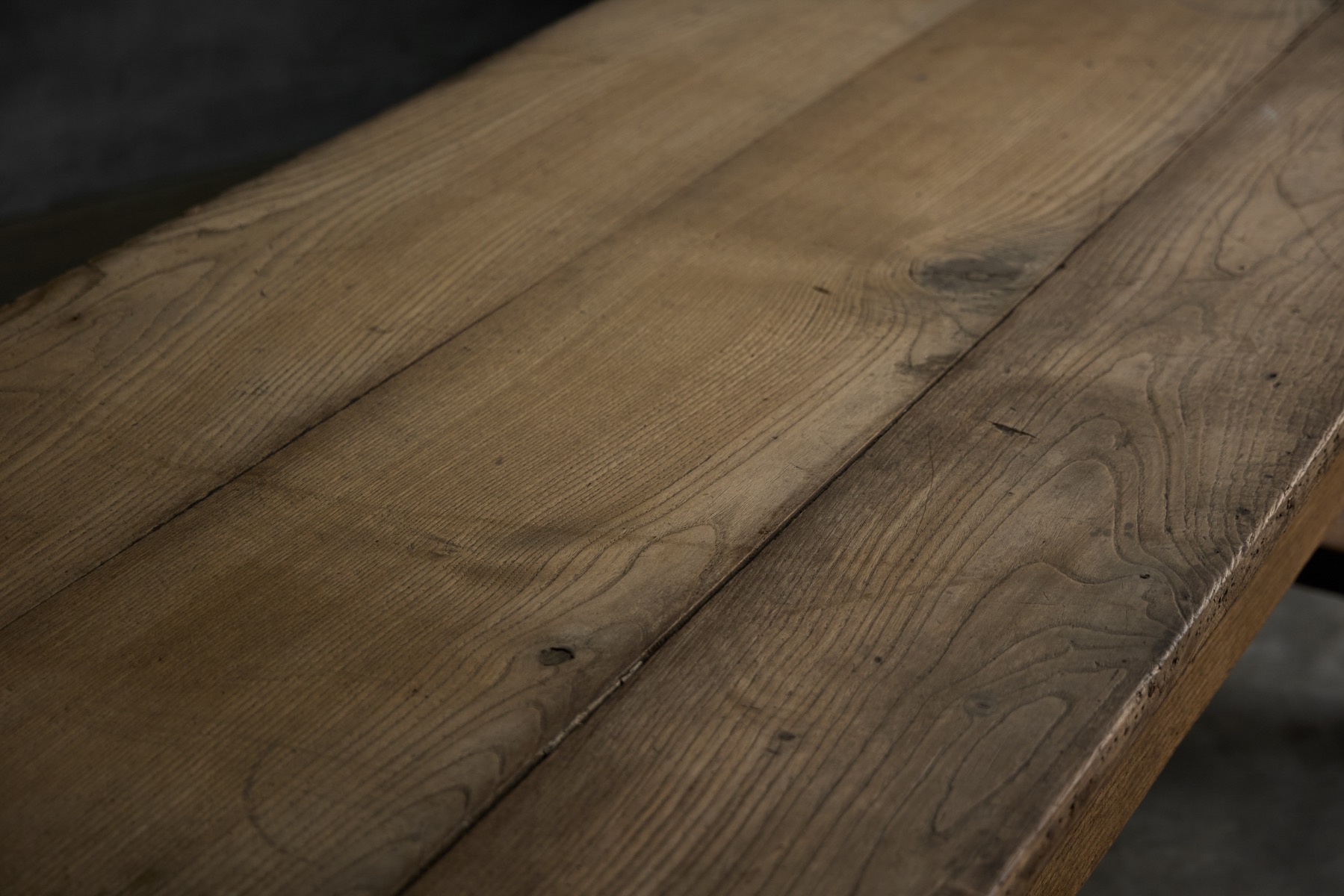 Antique French farmhouse table with two drawers in solid wood