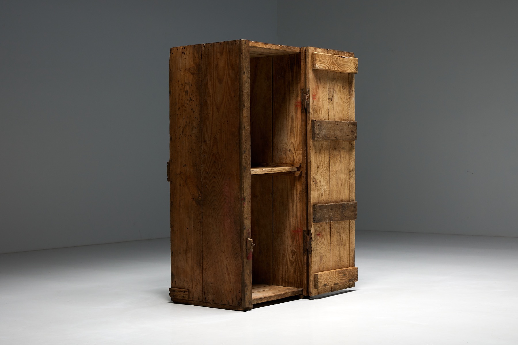 Antique French folk art cabinet in solid wood