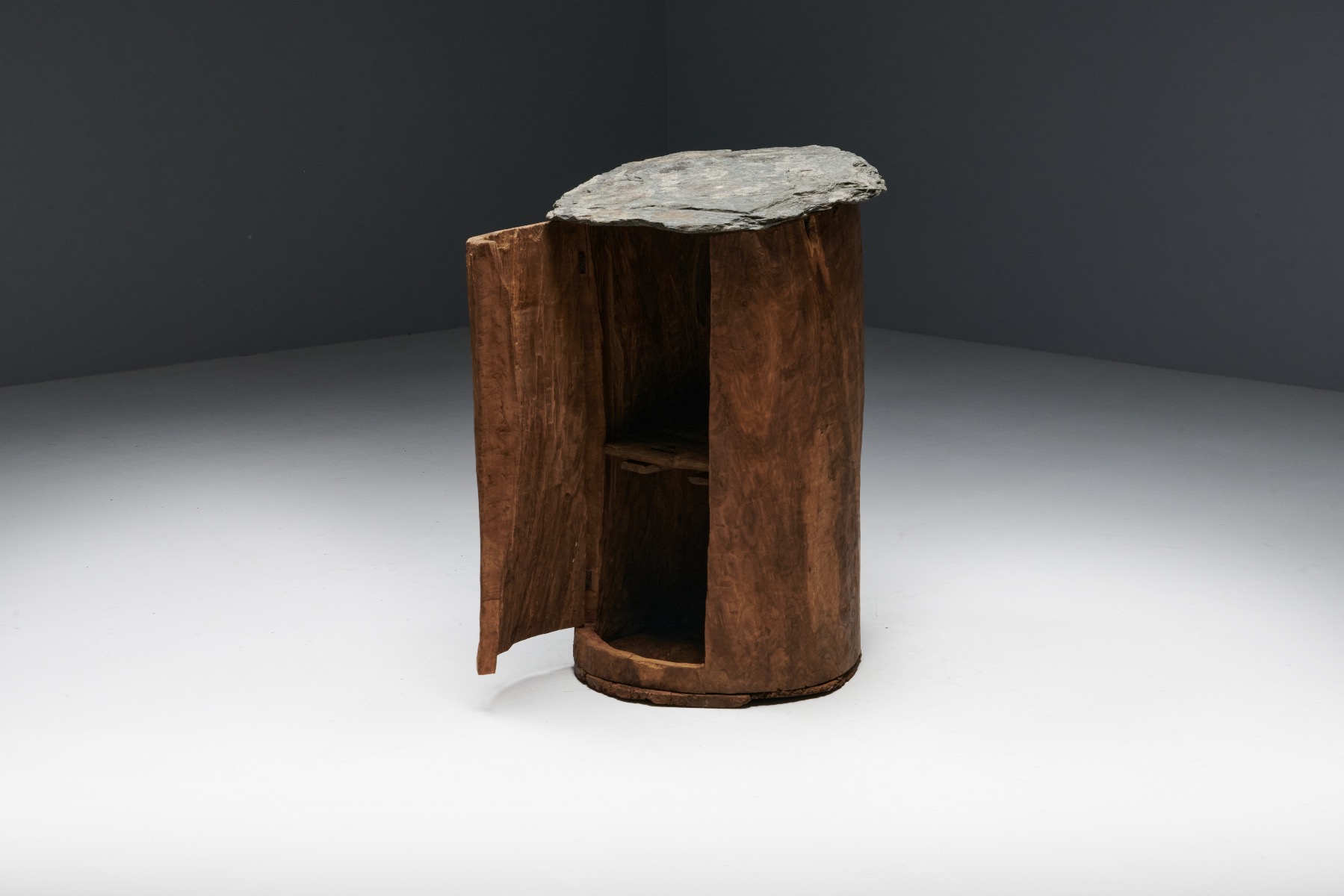 Antique French travail populaire cabinet in brutalist style