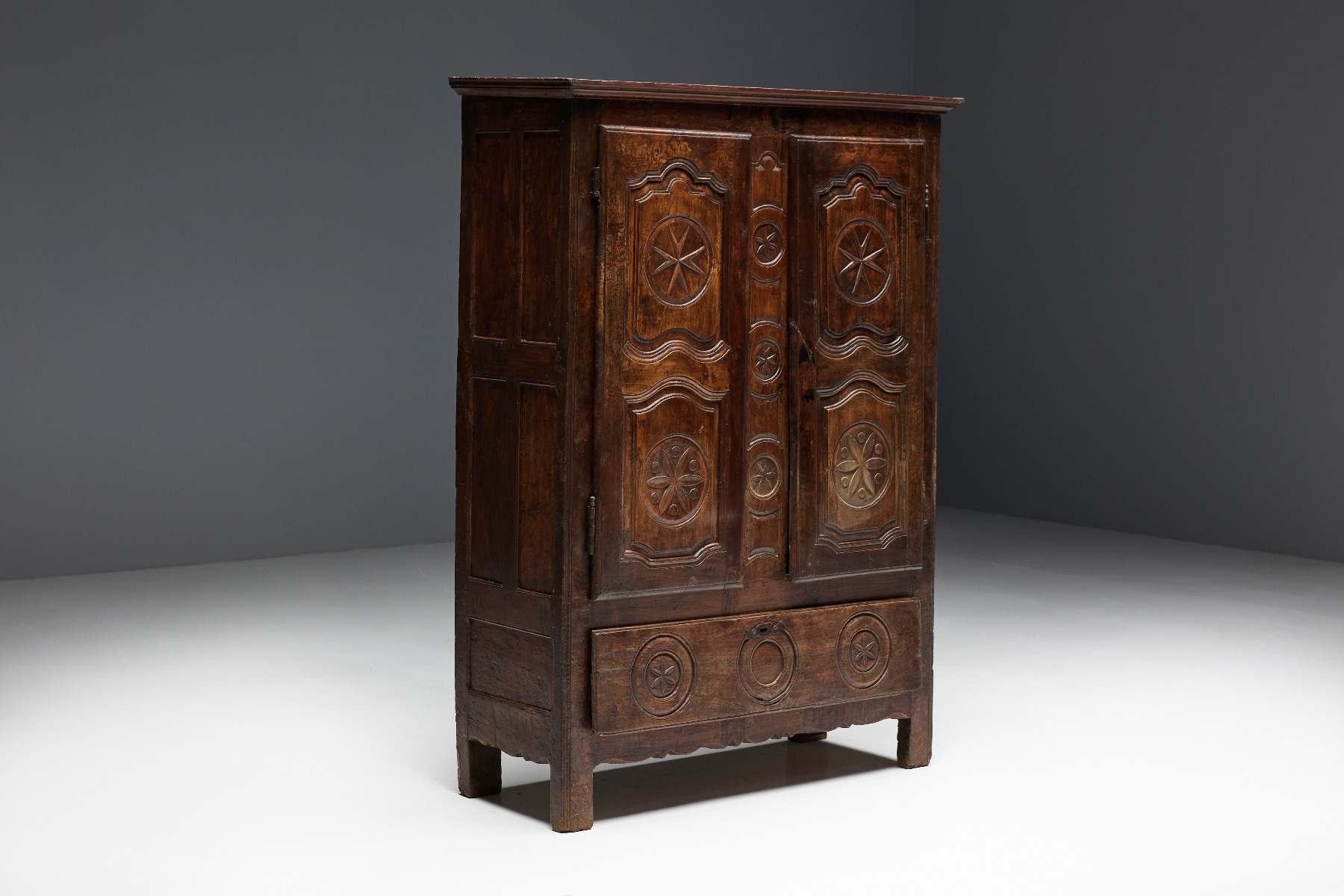 Antique French travail populaire cabinet in wood