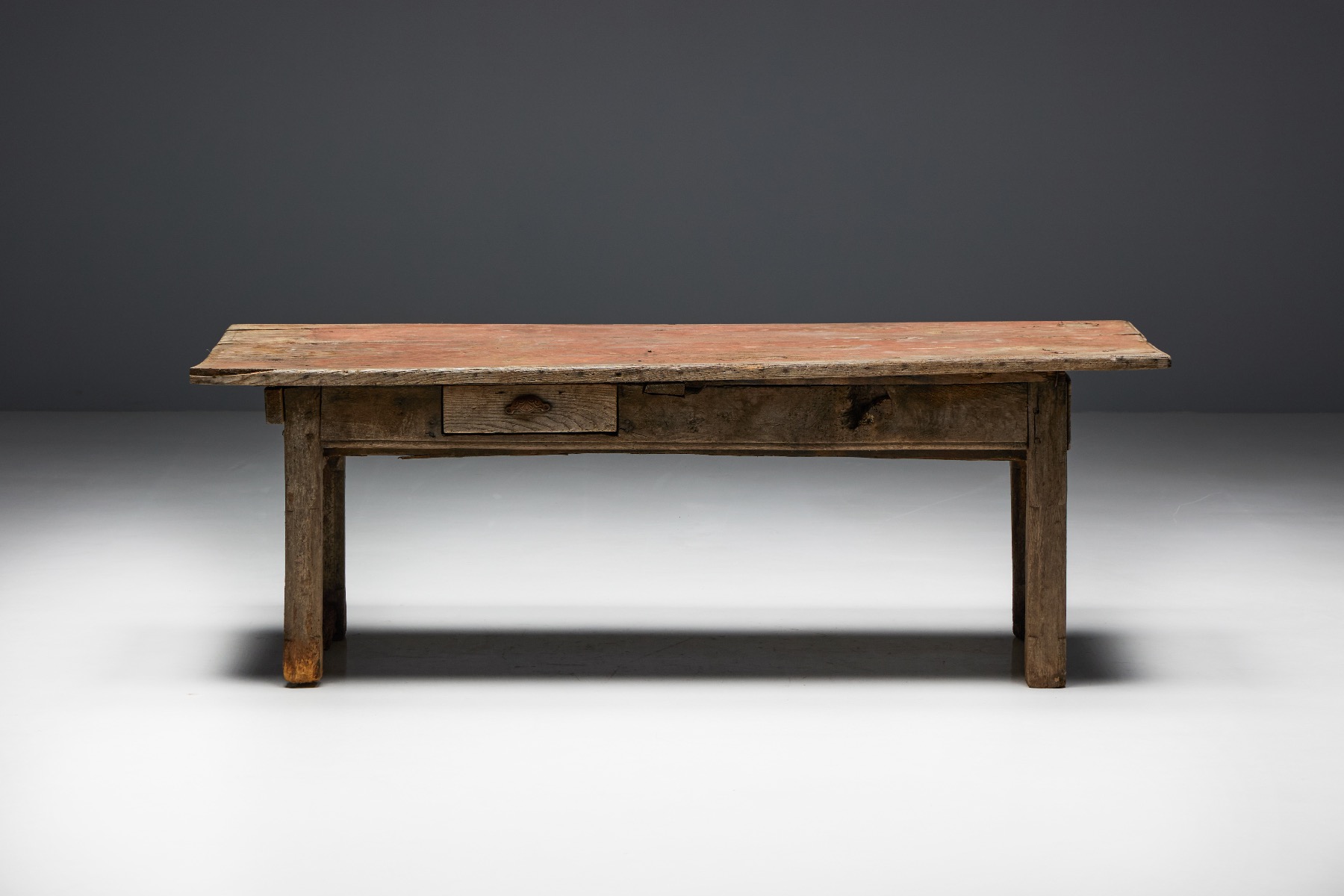 Antique French travail populaire dining table in wood