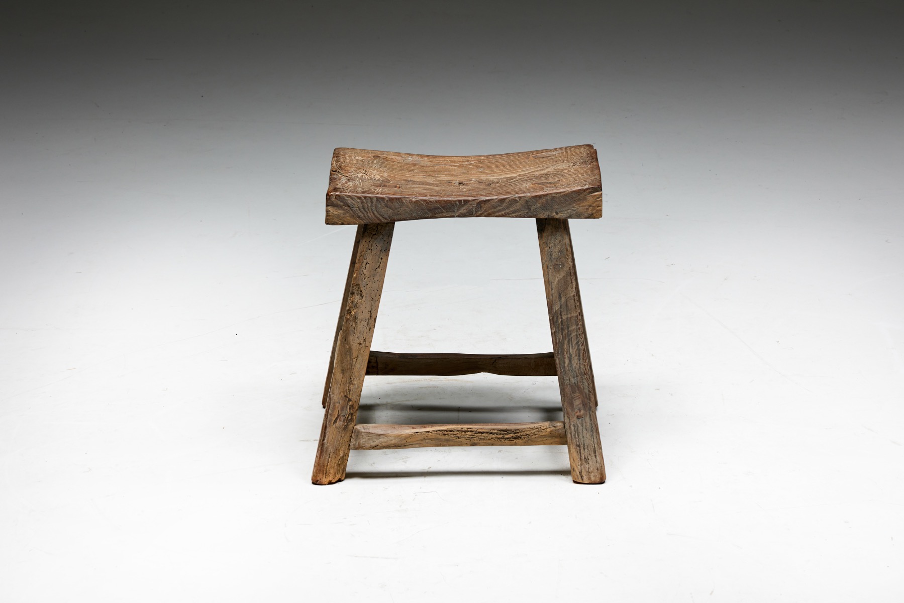 Antique French travail populaire stool in wood