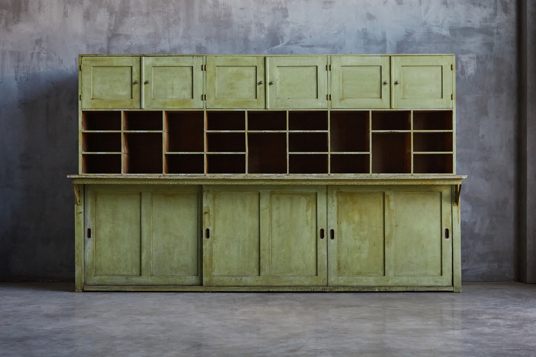 Antique green apothecary cupboard 1800s