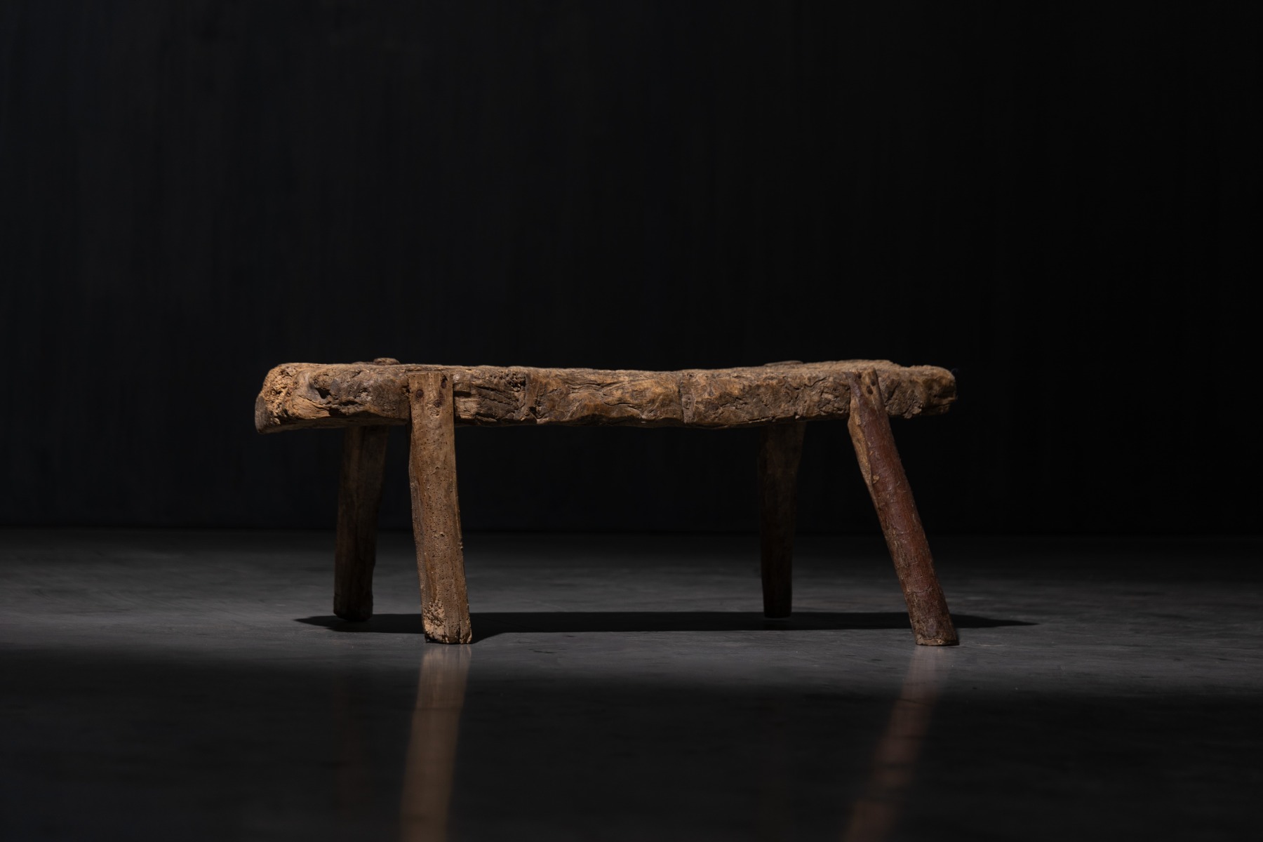 Antique solid wood bench with detailed hand carving