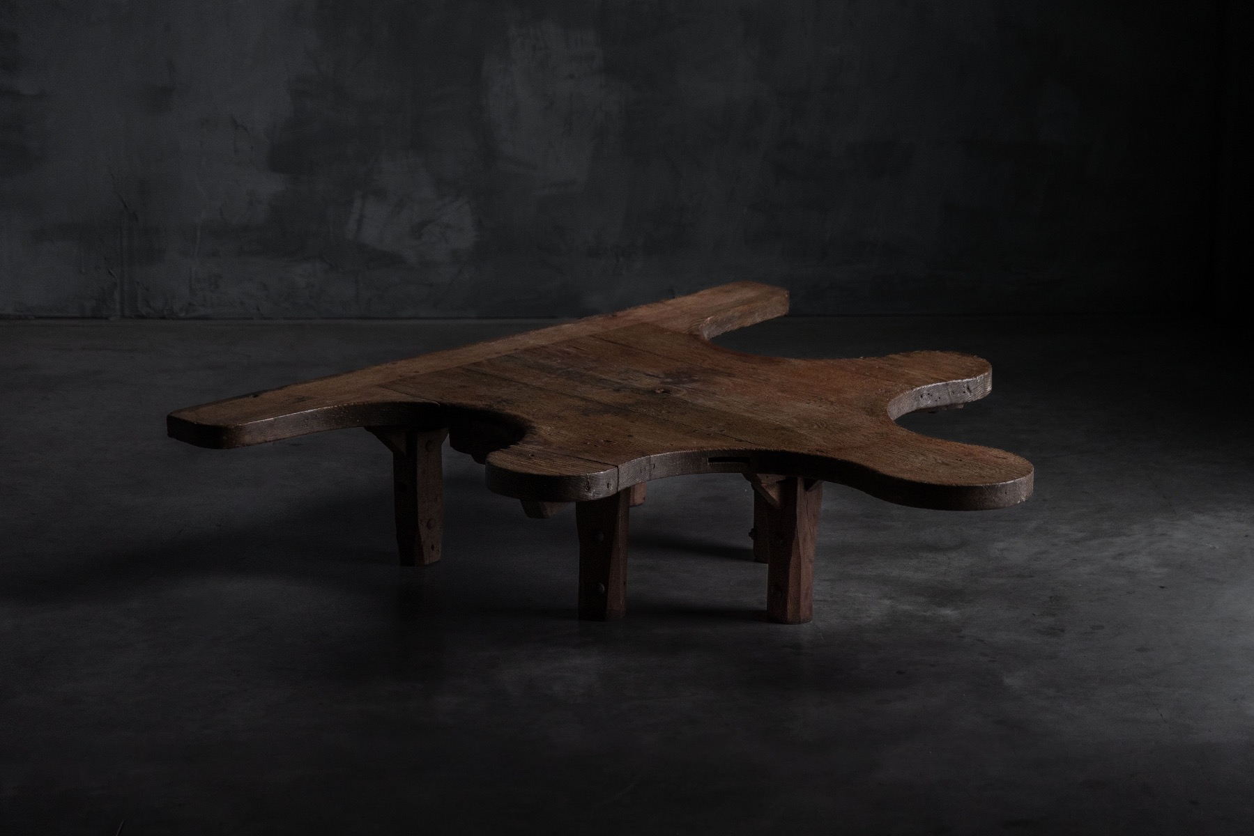 Antique solid wood coffee table with primitive character