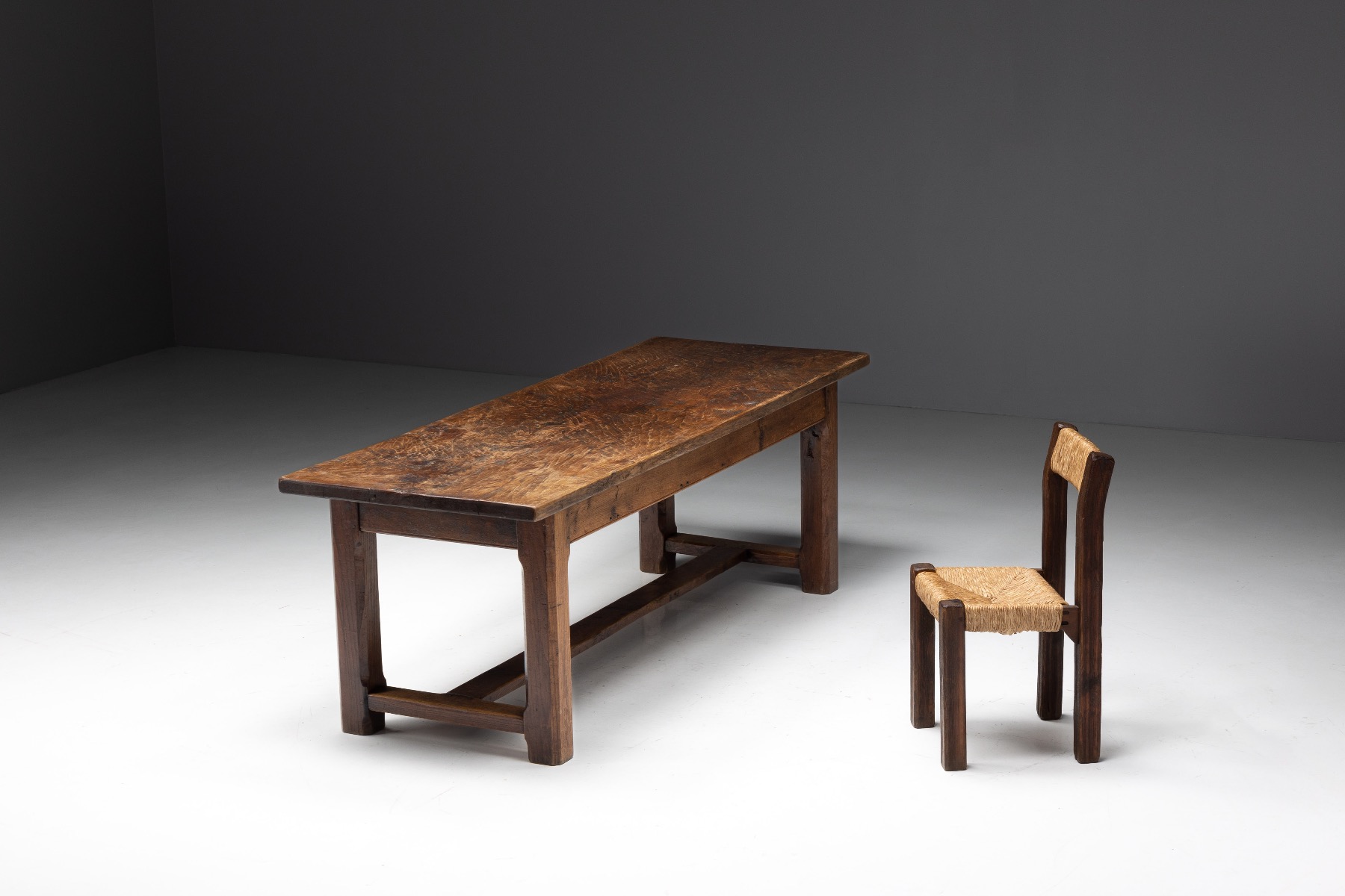 Antique wabi sabi dining table in solid wood