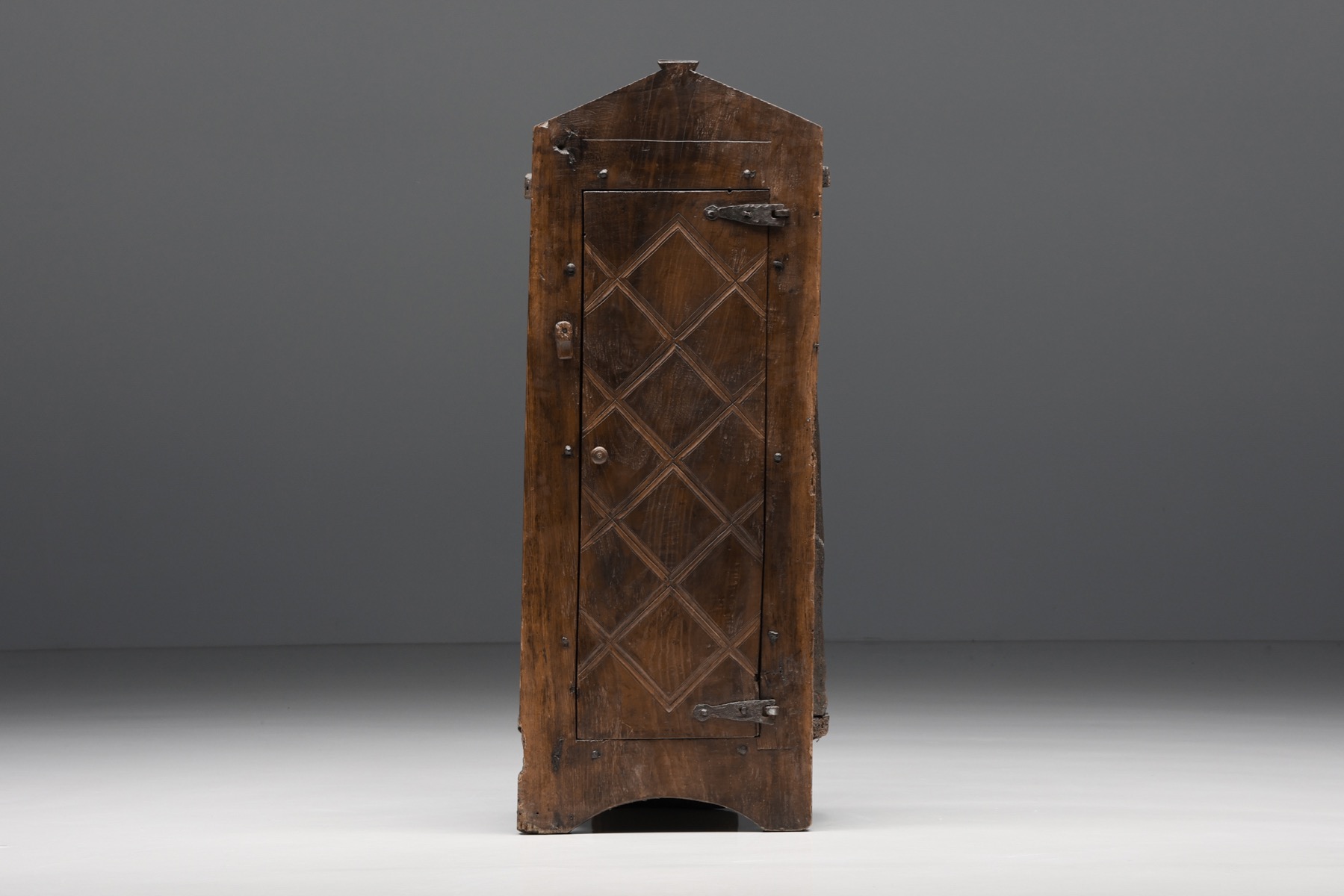 Antique wabi sabi high cabinet in wood with shelves