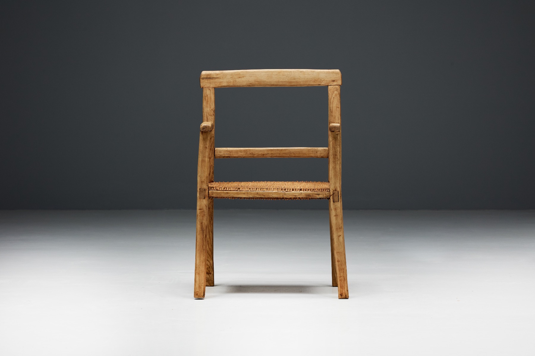 Antique wabi sabi wooden armchair in solid wood