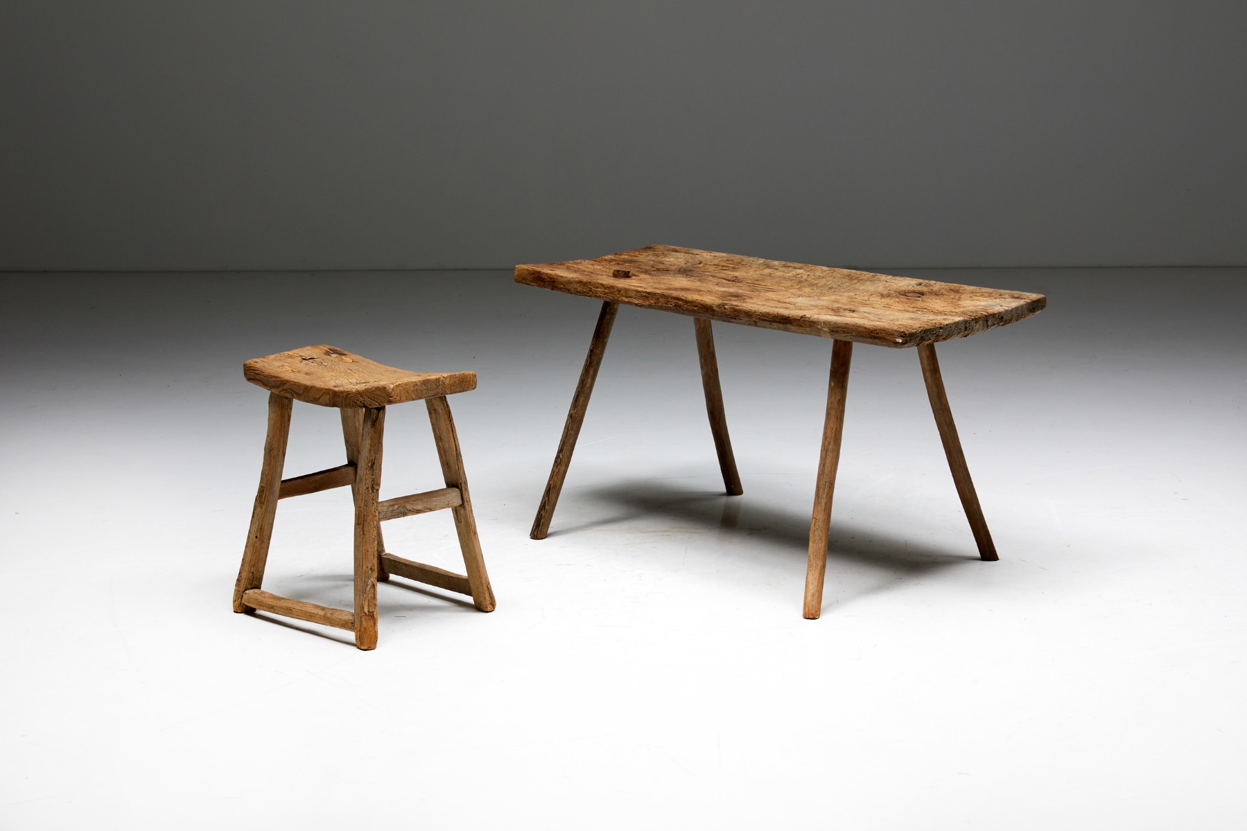 Antique wabi sabi wooden side table