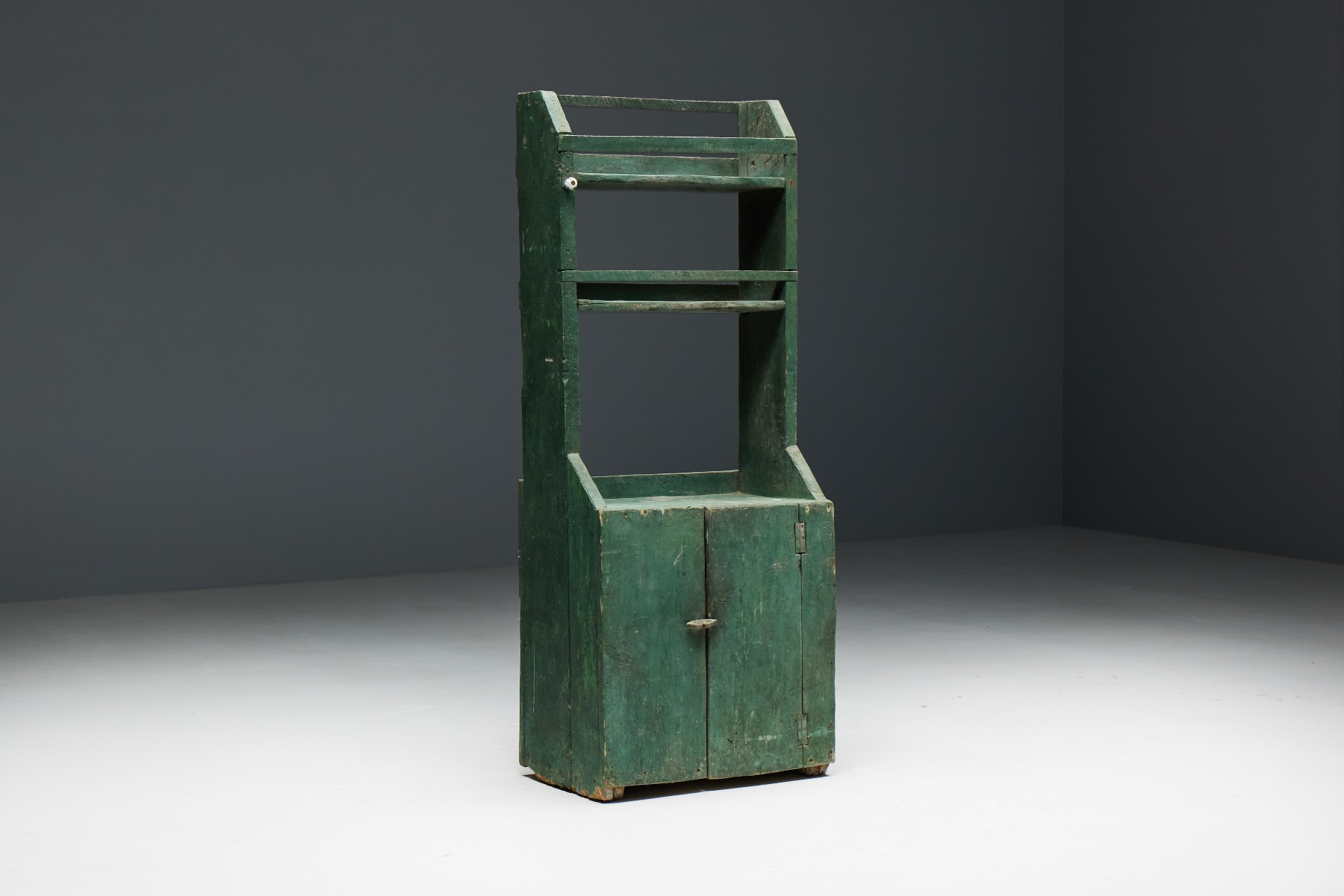 Antique wooden folk art storage cabinet