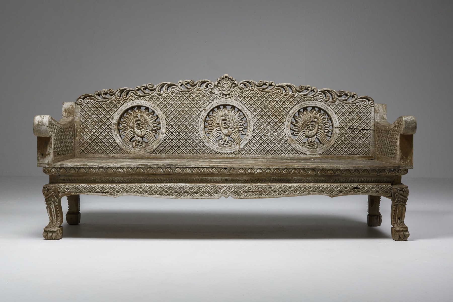 Art nouveau bench from the Netherlands in wood from the 1890s design