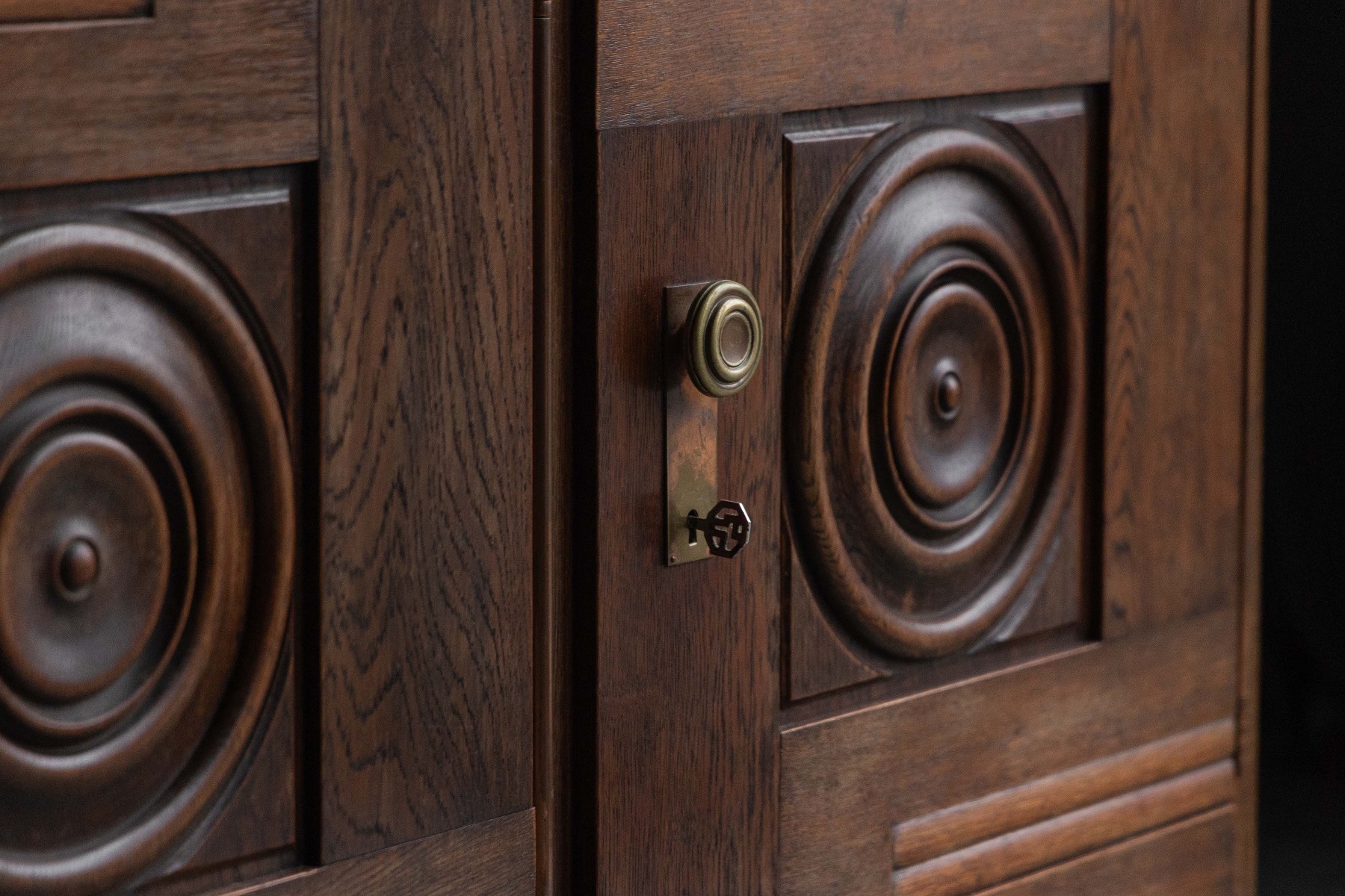 French Art Deco solid oak sideboard by Charles Dudouyt