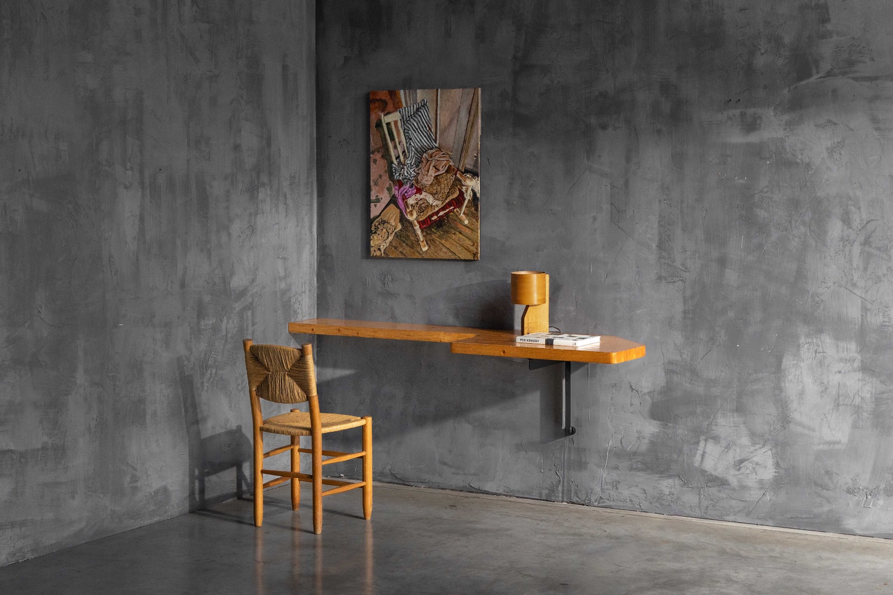 French mid century wall mounted console table by Charlotte Perriand