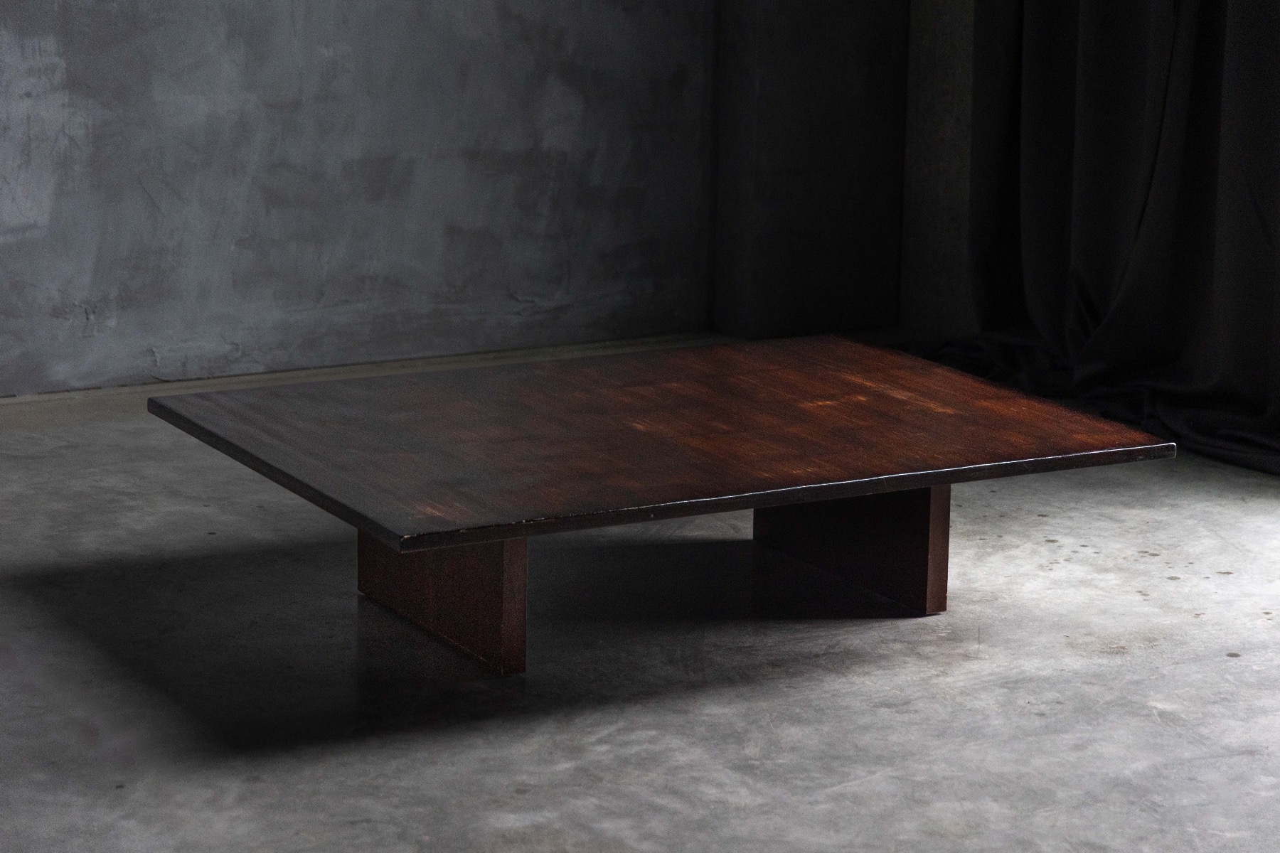 Contemporary brutalist coffee table with hand carved form