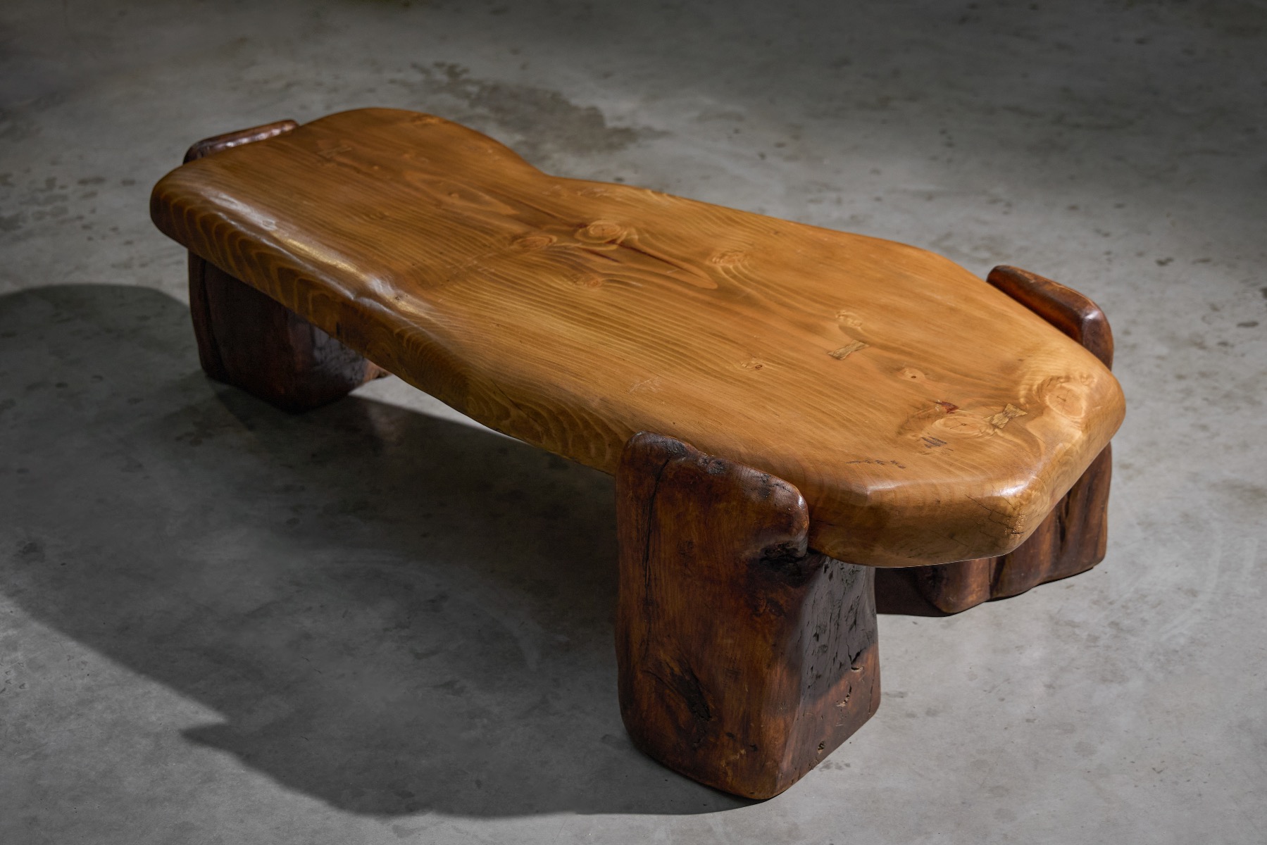 Contemporary sculpted coffee table in brutalist style