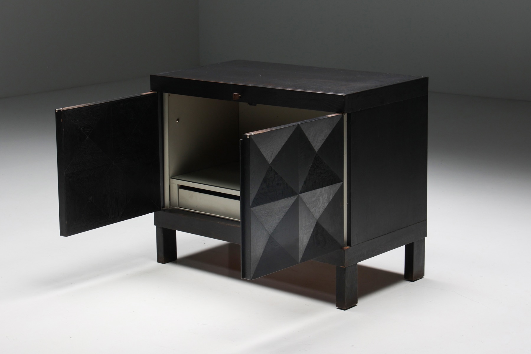 De Coene cabinet in black stained oak brutalist design