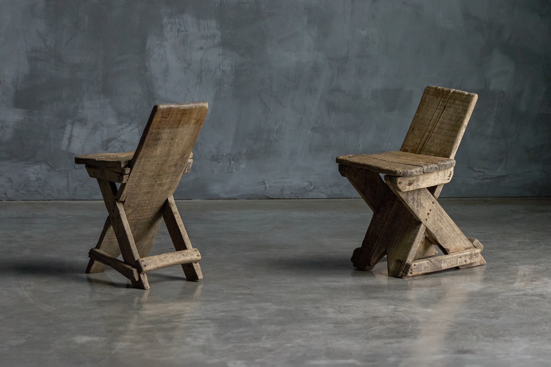 Early 1900s handcrafted country wooden chairs