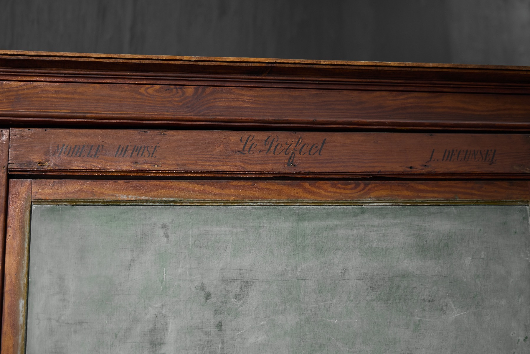 Early 20th century classroom chalkboard with rotating frame