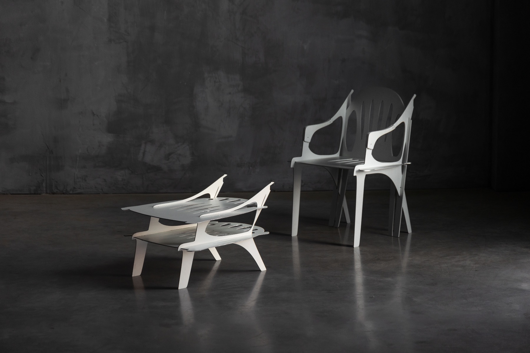 Contemporary Flatscreen coffee table with sculptural geometric form