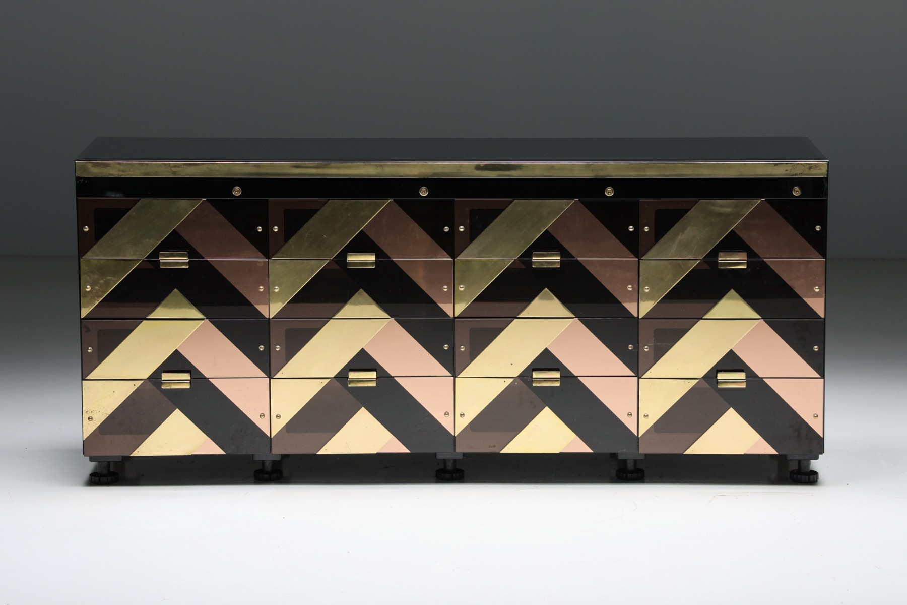 Hollywood Regency sideboard in black and gold design