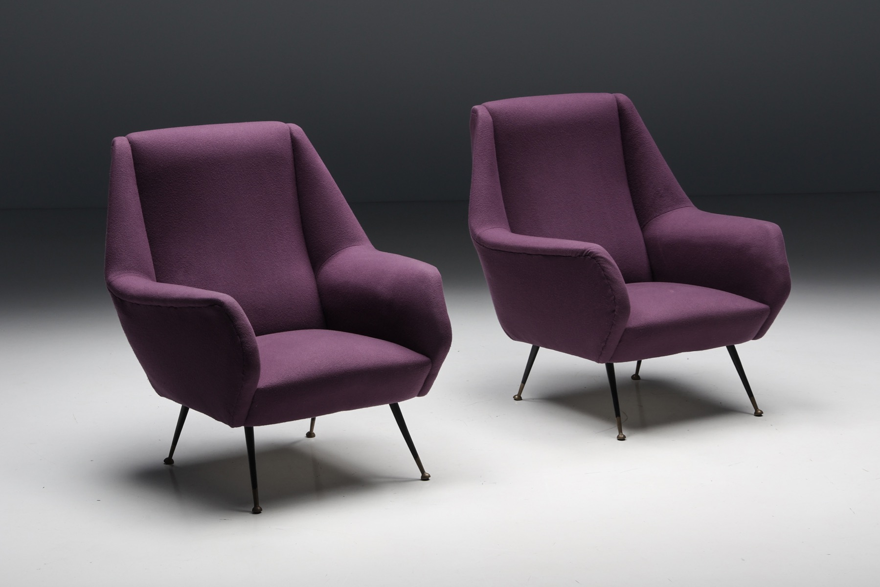 Ico Parisi armchairs with purple fabric from the 1950s design